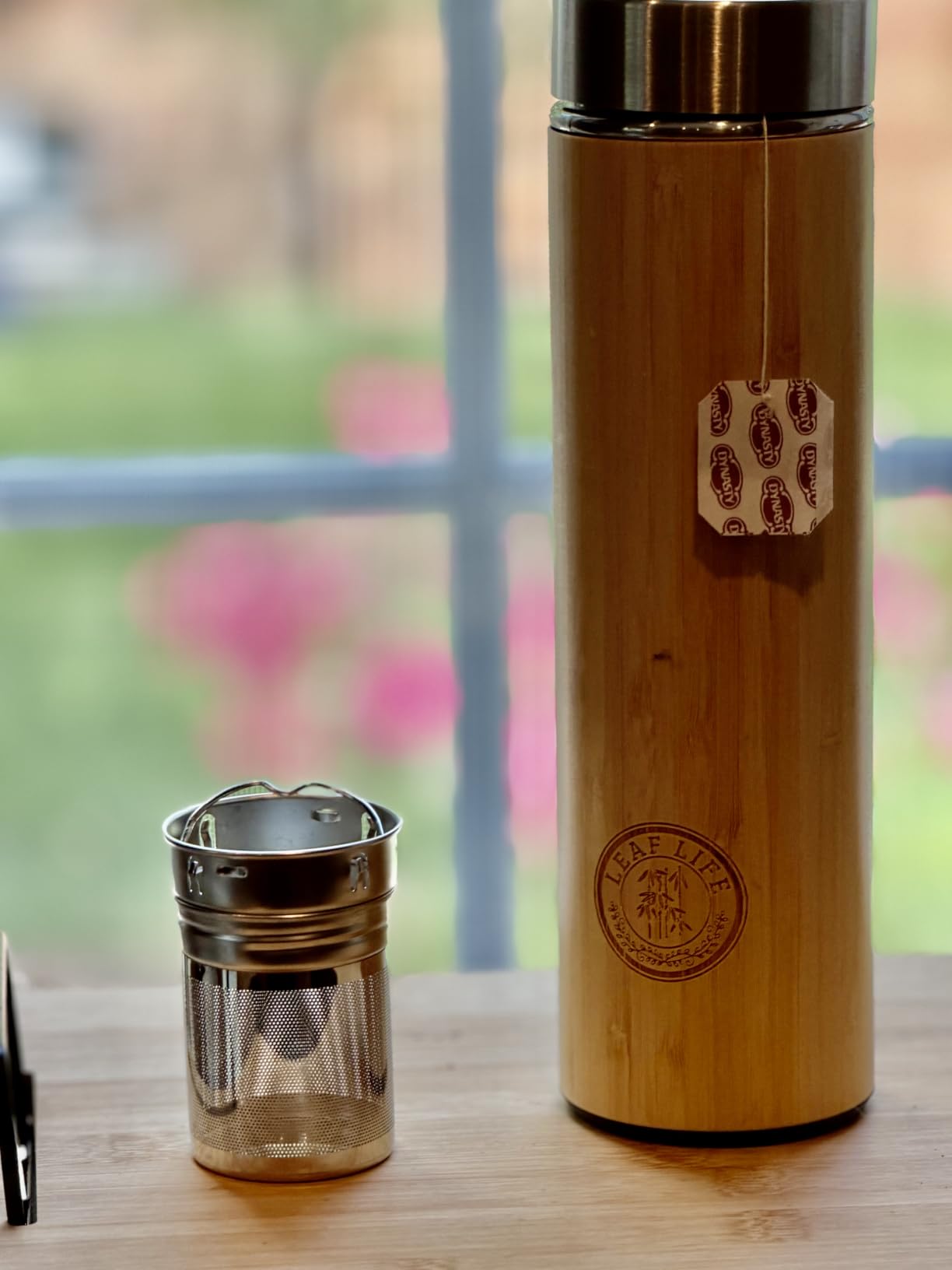 LeafLife Premium Bamboo Tea Tumbler with Infuser for Loose Leaf Tea | Insulated Coffee Bottle, Stainless Steel Gift Set, Leakproof Travel Mug, 17oz customer photo 2