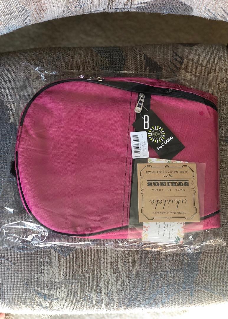 Waterproof Durable Colorful Ukulele Cotton Case Bag with Storage (21in, black) customer photo 1