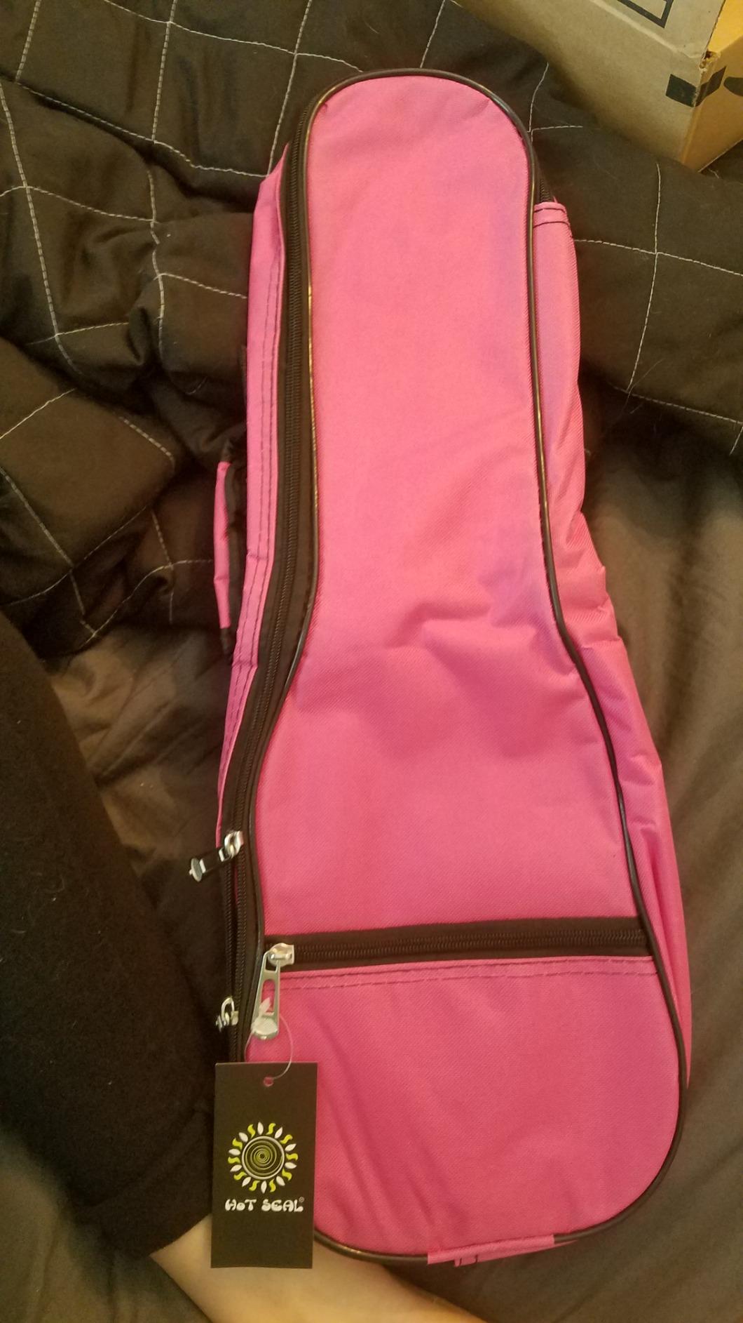 Waterproof Durable Colorful Ukulele Cotton Case Bag with Storage (21in, black) customer photo 2