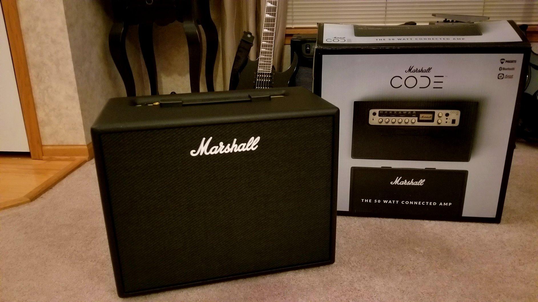 Marshall CODE50 Digital Combo Guitar Amplifier - Digital Effects and 100+ Presets | Preamp and Power Amp Models | 3.5mm Aux Input | Bluetooth Connectivity | 50W Output - Black customer photo 1
