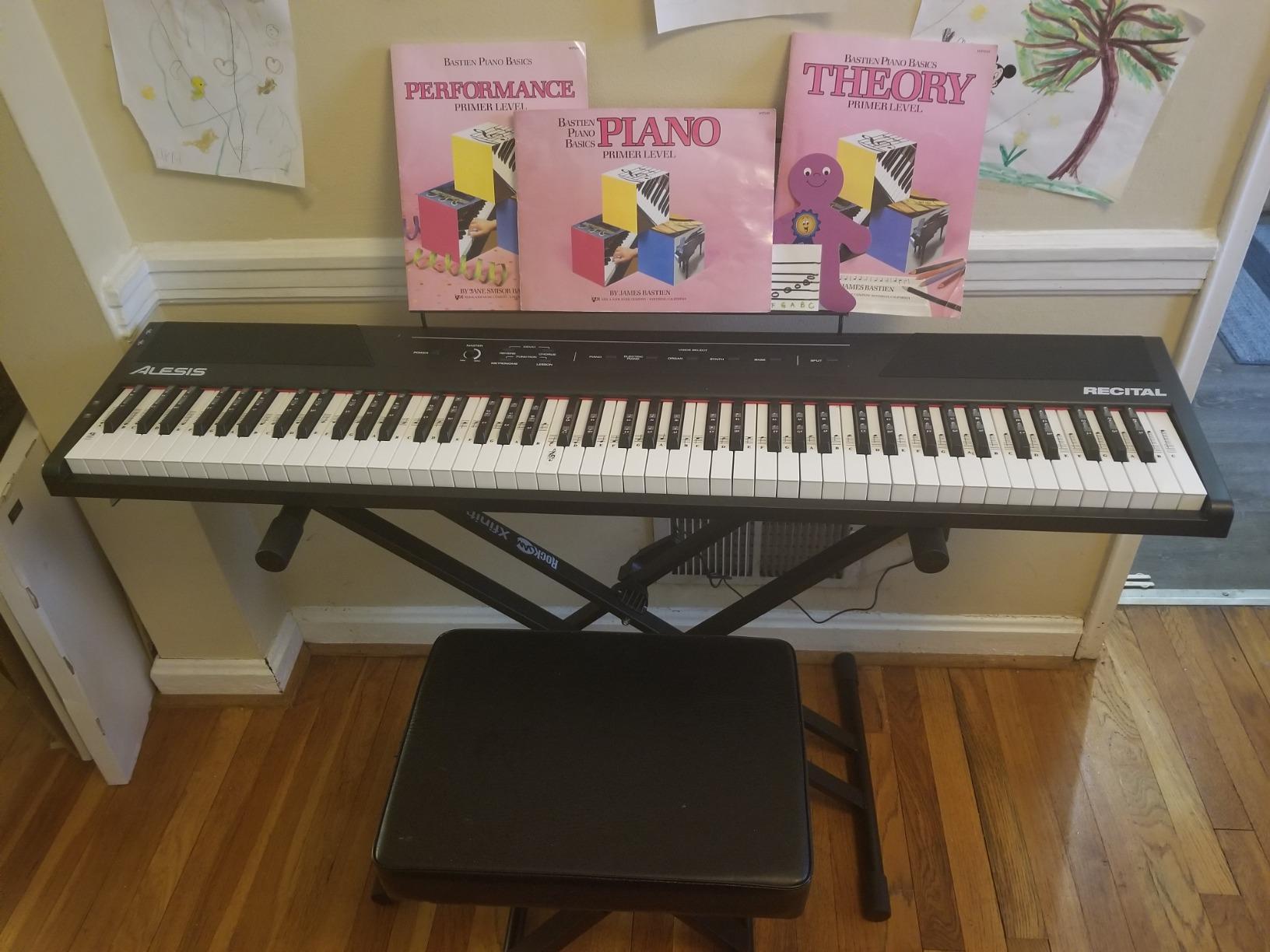 Alesis Recital 88-Key Digital Piano with Semi-Weighted Keys | 20W Speakers, 5 Voices, Split/Layer Modes, Adjustable Touch Response, Piano Lessons, for Beginners customer photo 1