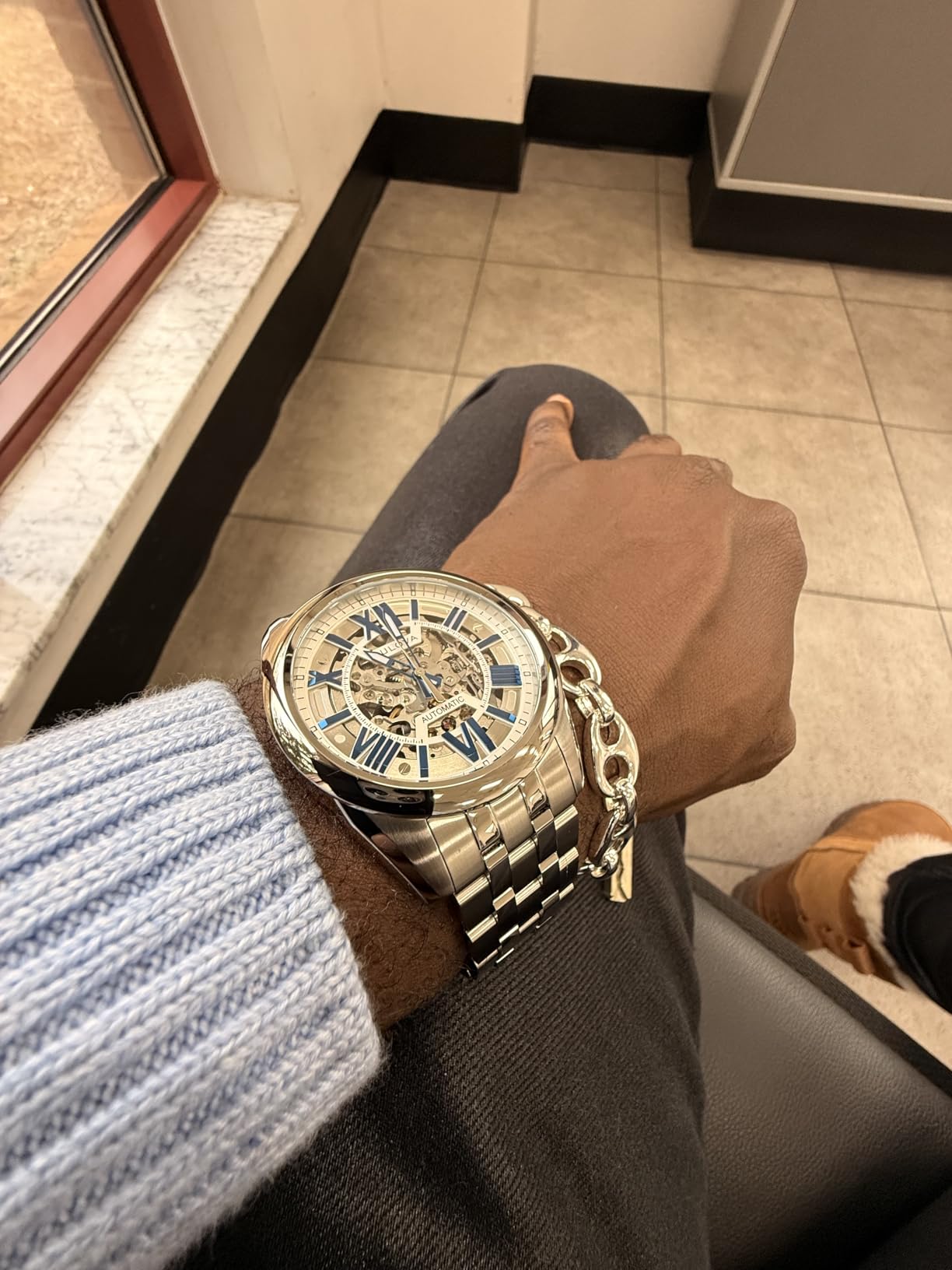 Men's Classic Sutton 3-Hand 21-Jewel Automatic Watch, 42 Hour Power Reserve, Skeleton Dial, Luminous Hands, 100M Water Resistant, 43mm customer photo 2