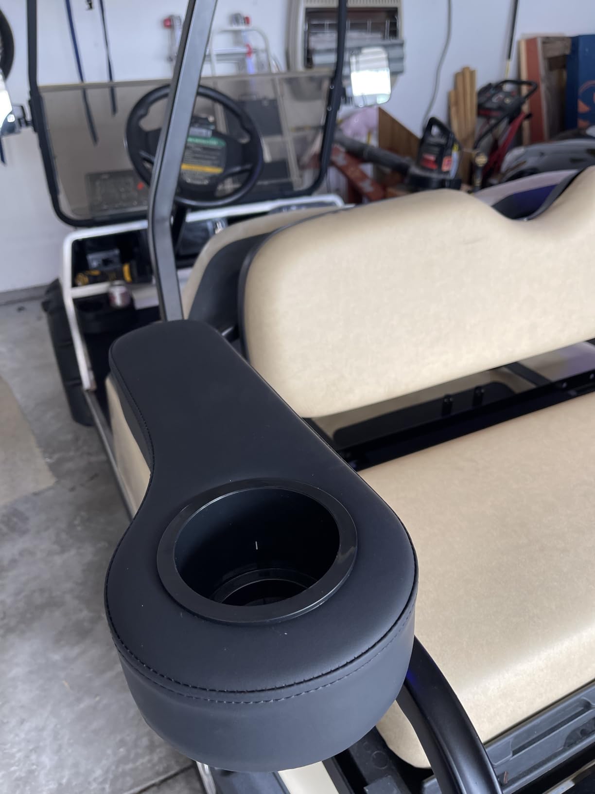 10L0L Golf Cart Rear Seat Kit Arm Rest Set with Cup Holder for Yamaha EZGO Club Car Golf Cart UV-Proof Coating Long Lasting, No Drilling Kits Include customer photo 1
