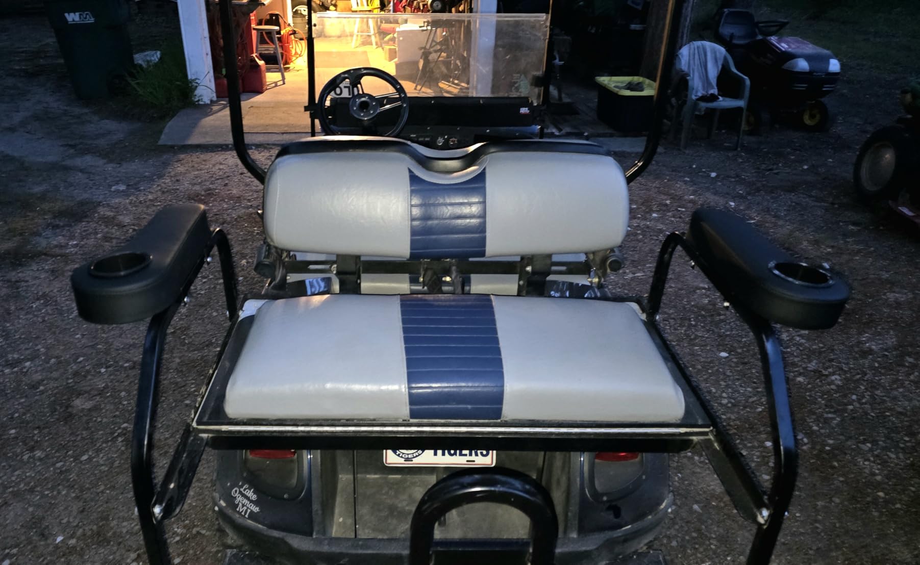 10L0L Golf Cart Rear Seat Kit Arm Rest Set with Cup Holder for Yamaha EZGO Club Car Golf Cart UV-Proof Coating Long Lasting, No Drilling Kits Include customer photo 2