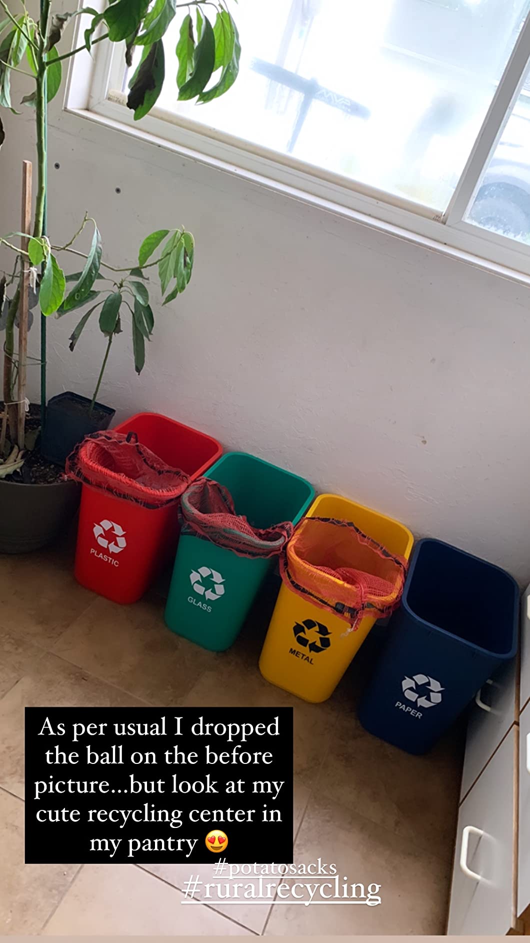 Acrimet Wastebasket Bin for Recycling, 6.75 Gallon/ 27 Quart/ 25.552 Liter (Made of Plastic) (Metal/Yellow, Paper/Blue, Glass/Green, Plastic/Red) (Set of 4) customer photo 1