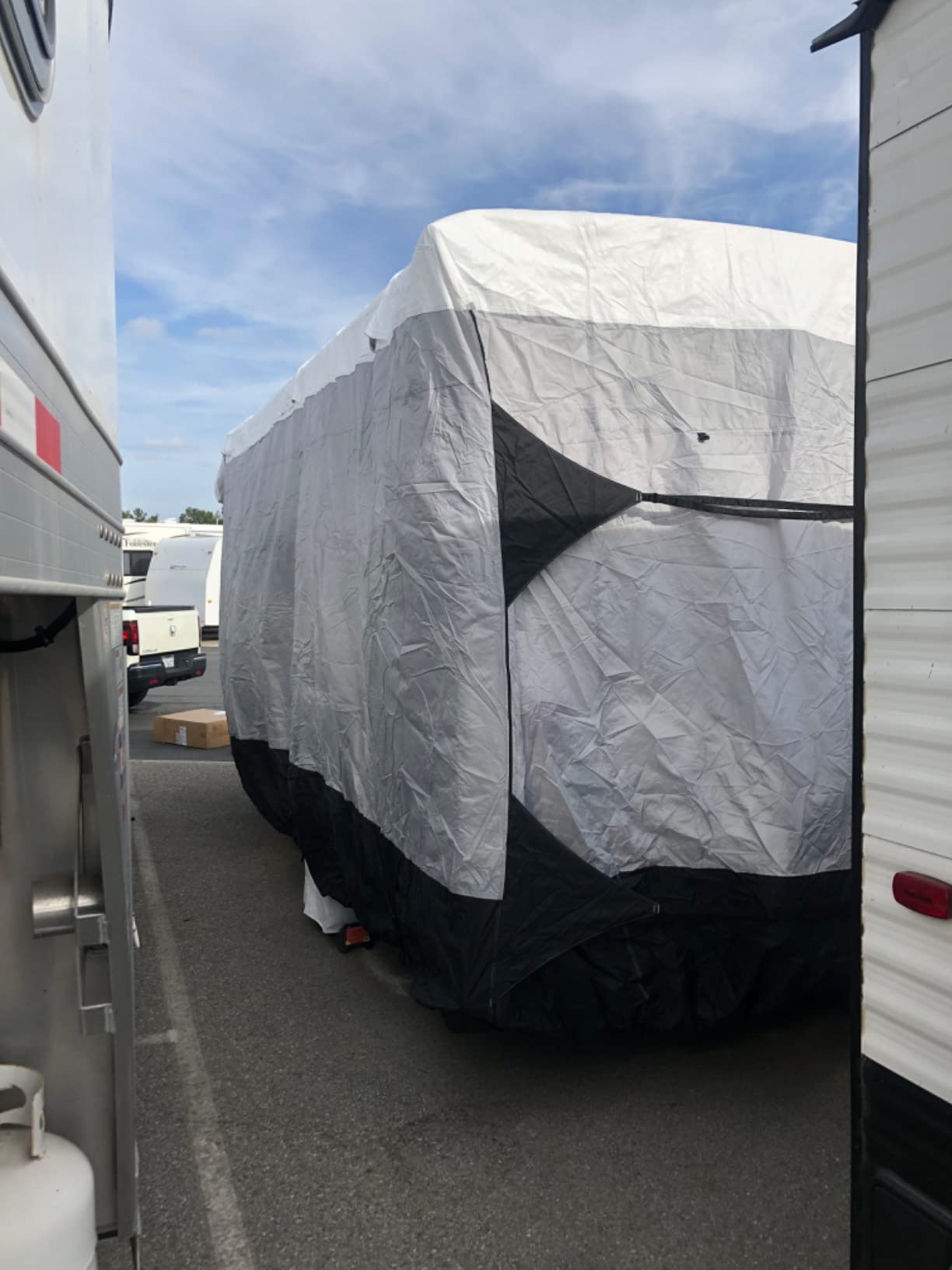 Classic Accessories Over Drive SkyShield Deluxe Water-Repellent Travel Trailer Cover, Fits 27' - 30'L x 118