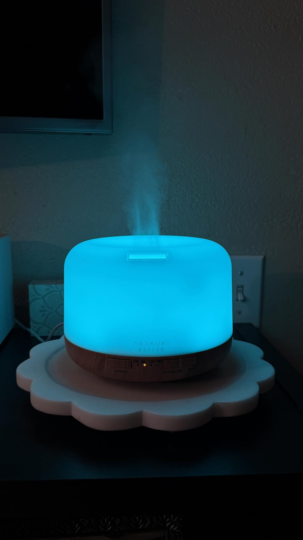 ASAKUKI Essential Oil Diffuser for Home, 500ML Aromatherapy Humidifier | with Remote Control, 7 Color LED Lights, Quiet Cool Mist Diffuser for Bedroom, Living Room, Office (Yellow) customer photo 1