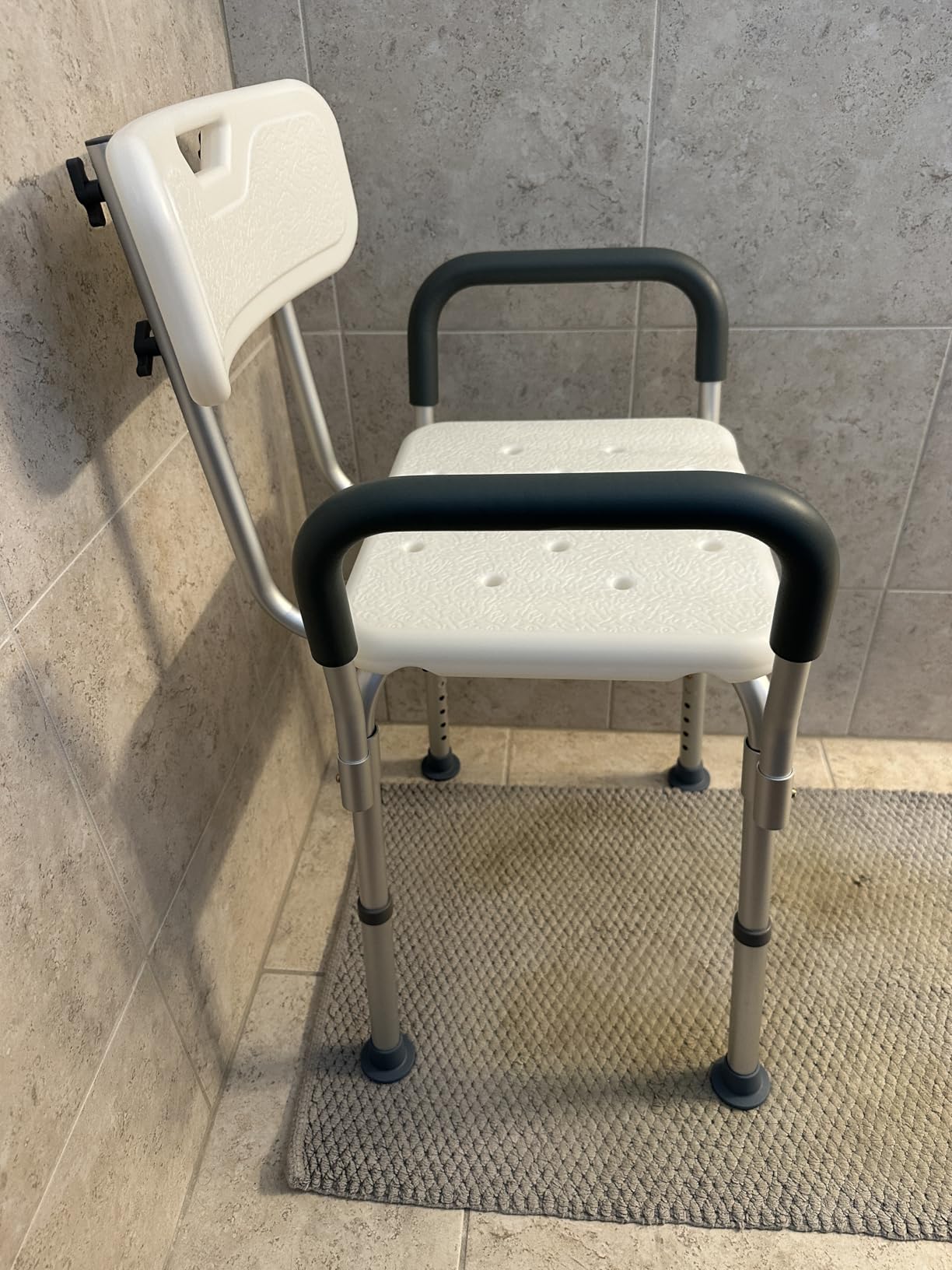 Medline Shower Chair Seat with Padded Armrests and Back | Heavy Duty Shower Chair for Bathtub | Slip Resistant Shower Seat with Adjustable Height | Shower Chair for Inside Shower with 350 lb Capacity customer photo 1