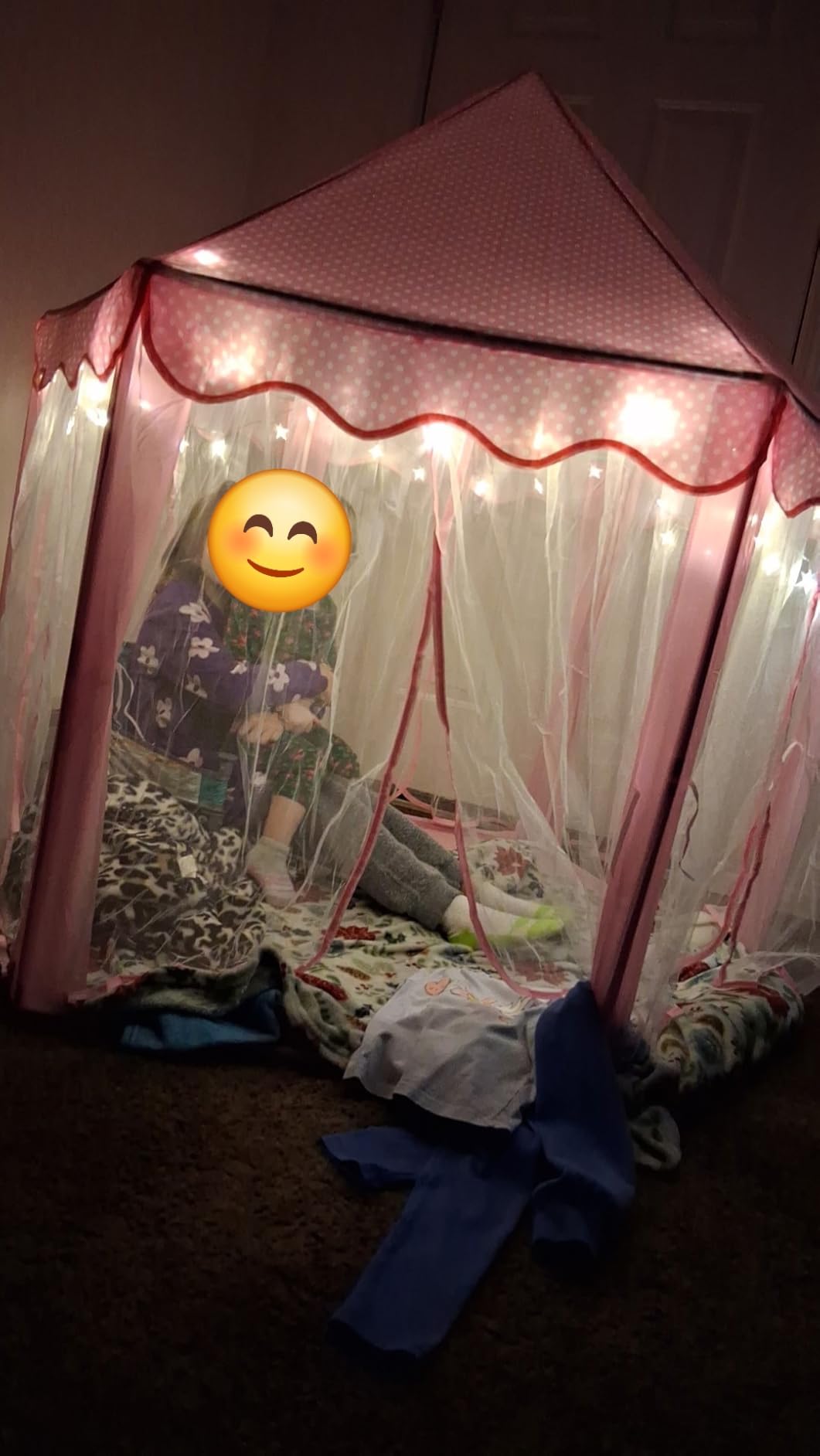 Monobeach Princess Tent Girls Large Playhouse Kids Castle Play Tent with Star Lights Toy for Children Indoor and Outdoor Games, 55'' x 53'' (DxH) customer photo 2