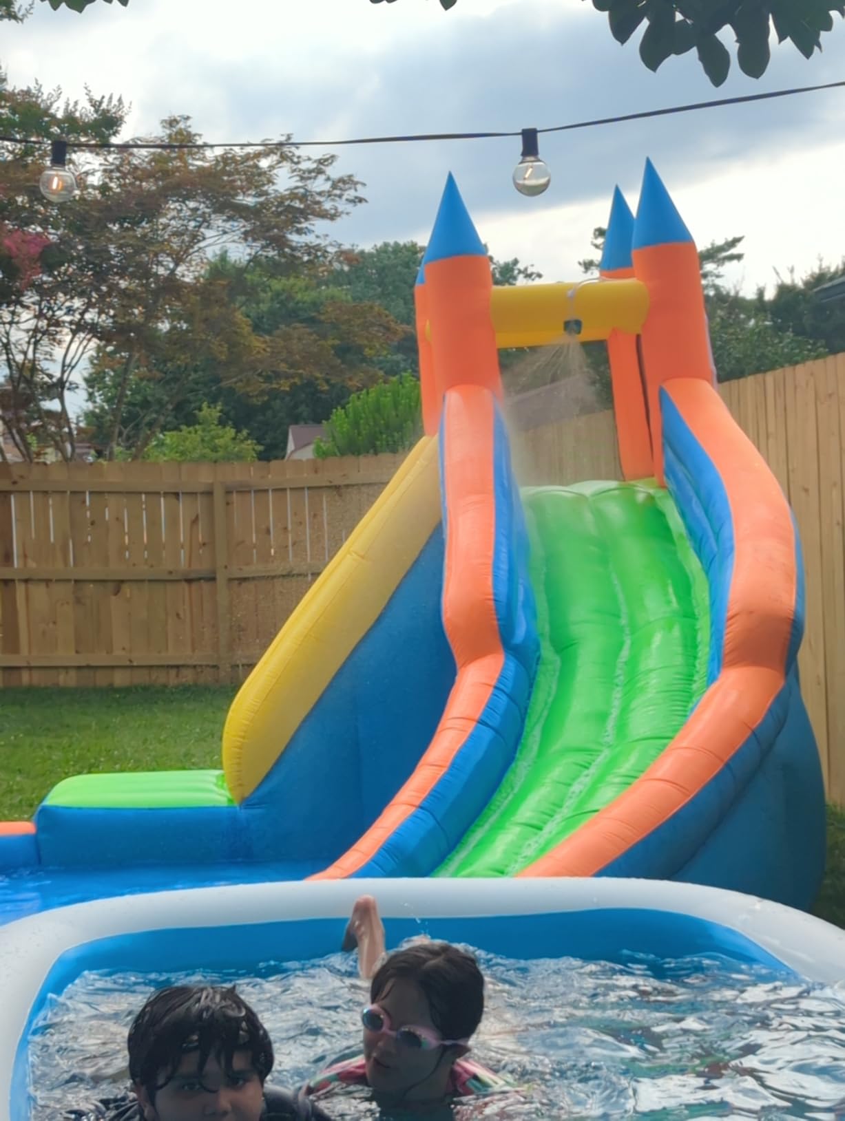 Costzon Inflatable Water Slide, Giant Bouncy Water Park Jump Castle Waterslide for Kids Backyard Outdoor Fun with Climbing Wall, Splash Pool, Blow up Water Slides Inflatables for Kids Party Gifts customer photo 1