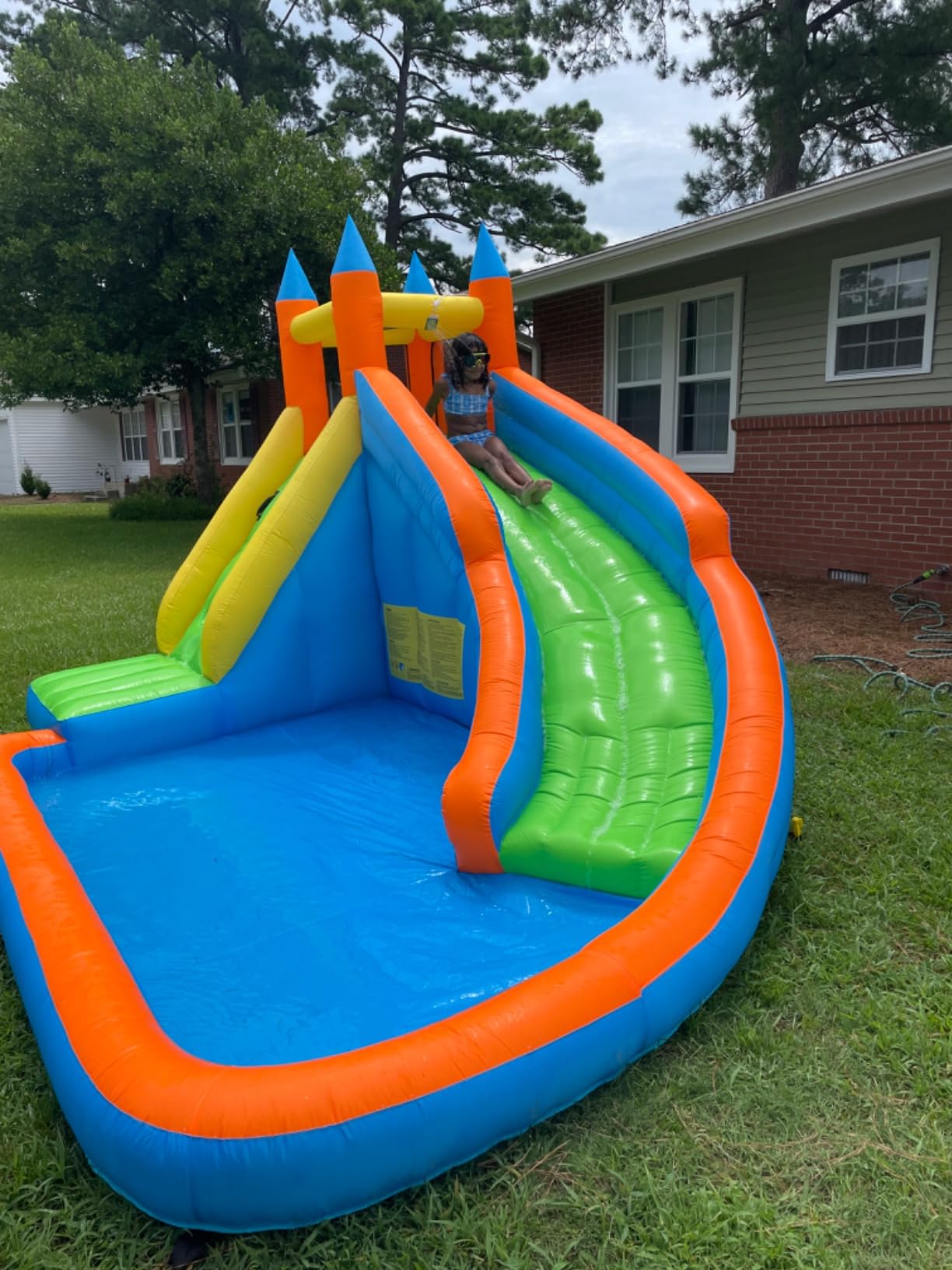 Costzon Inflatable Water Slide, Giant Bouncy Water Park Jump Castle Waterslide for Kids Backyard Outdoor Fun with Climbing Wall, Splash Pool, Blow up Water Slides Inflatables for Kids Party Gifts customer photo 2