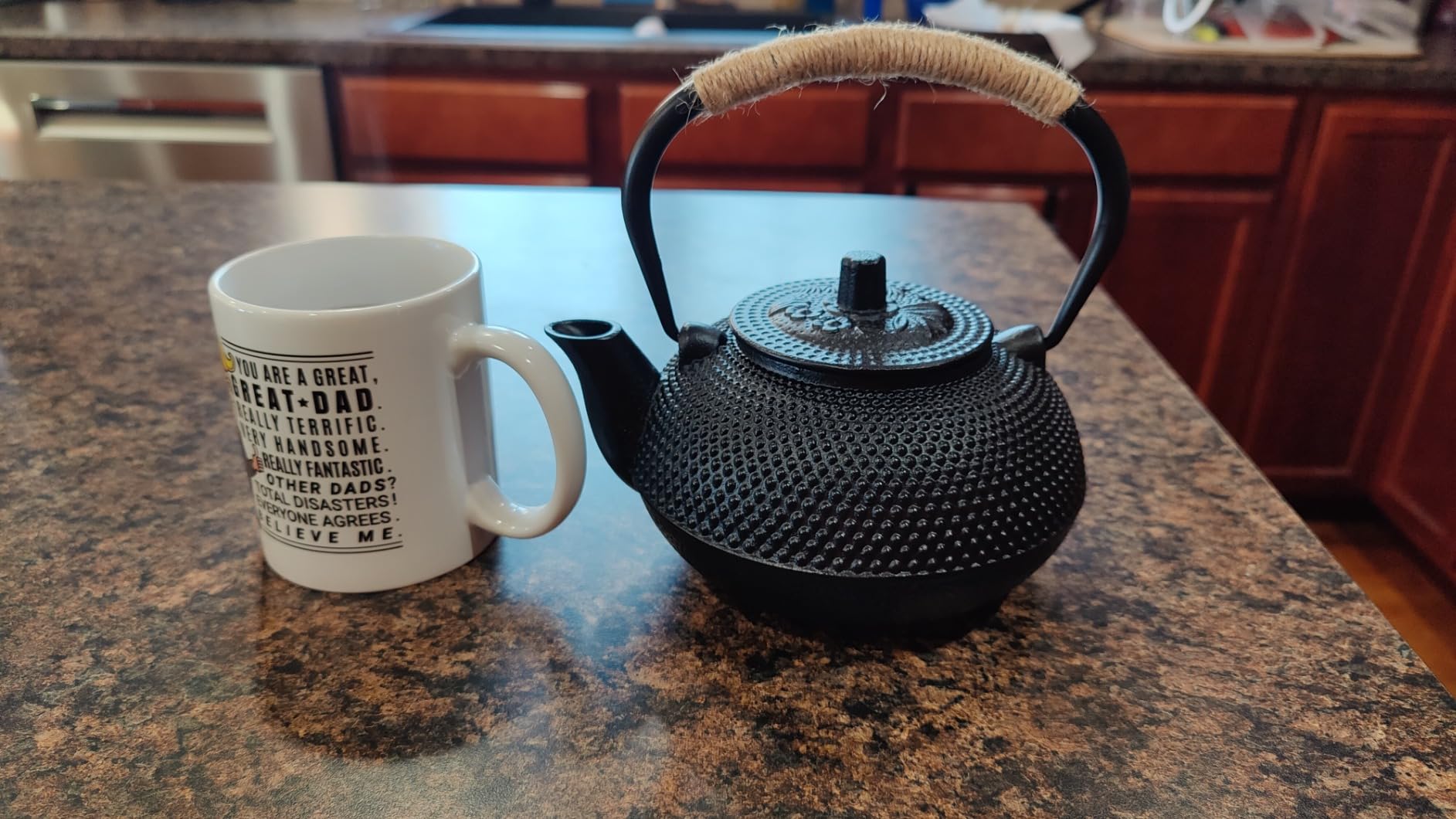 suyika Japanese Tetsubin Cast Iron Teapot Tea Kettle pot with Stainless Steel Infuser for Stovetop Safe Coated with Enameled Interior 22 oz/650 ml customer photo 2