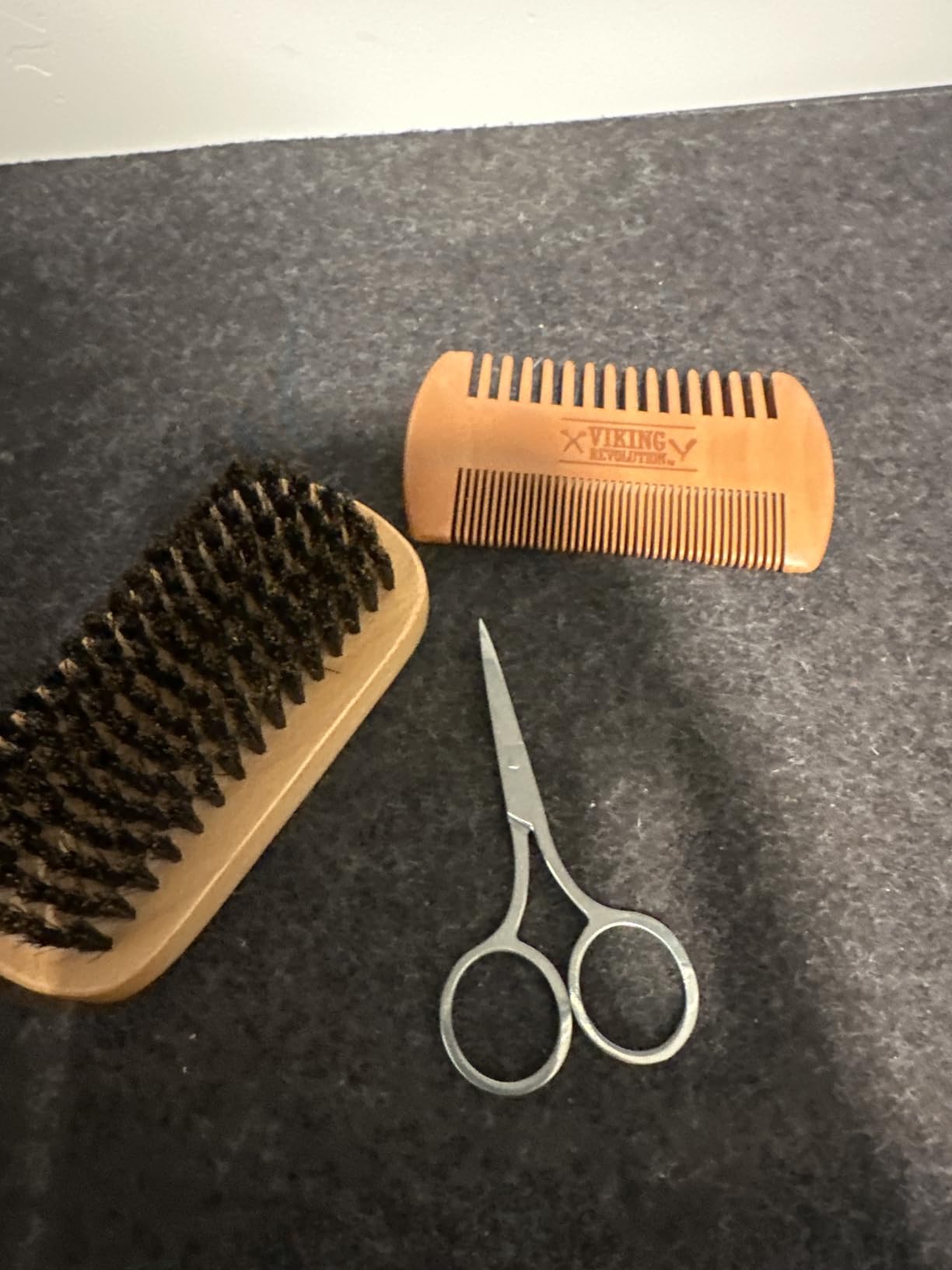 Viking Revolution Beard Comb and Beard Brush Set with Velvet Pouch | Includes Natural Boar Bristle Brush & Dual Action Pear Wood Comb - Velvet Travel Pouch Included - For Beards & Mustaches customer photo 1