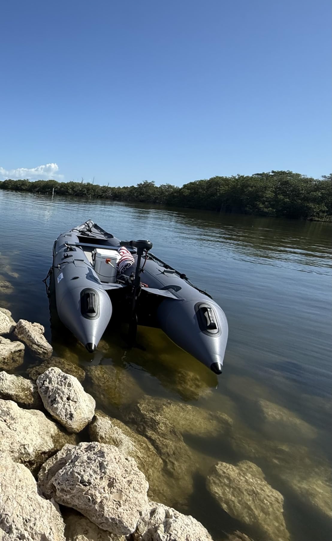 BRIS 14.1ft Inflatable Boat Inflatable Kayak 3 Person Kayak Canoe Fishing Pontoon Boat customer photo 1