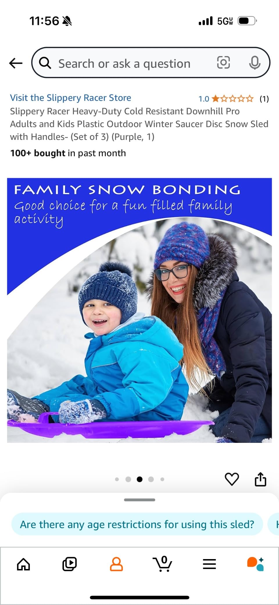 Slippery Racer Heavy-Duty Cold Resistant Downhill Pro Adults and Kids Plastic Outdoor Winter Saucer Disc Snow Sled with Handles customer photo 1