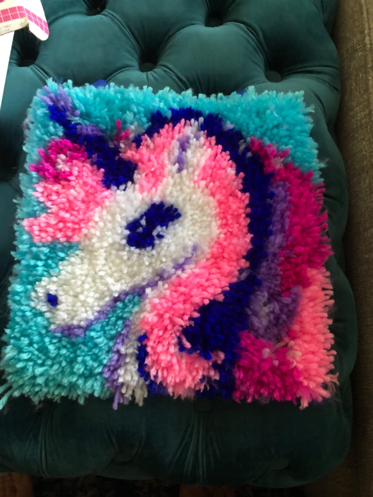 LatchKits Latch Hook Kits for Kids - Kids Crafts, Arts and Crafts, Yarn Art, Wall Hanging & Mini-Rugs, Craft Supplies, Pre-Cut Yarn, Easy Pattern, Hook Included, Arts & Craft, Ages 6+, Unicorn customer photo 1