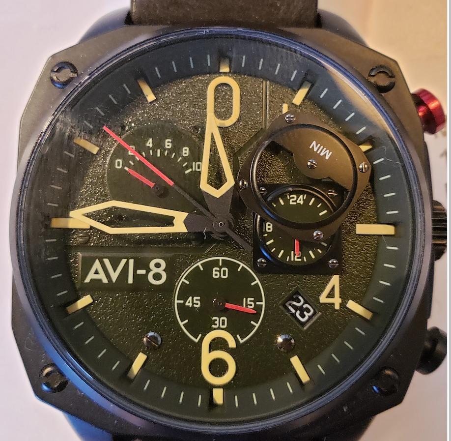 AVI-8 Hawker Hunter Men's Pilot Watch - Retrograde Chronograph, Japanese Quartz Movement, 45mm Stainless Steel Case, Leather, Rubber or Stainless Steel Strap, AV-4052 customer photo 1
