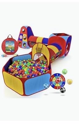 Playz 5pc Pop Up Play Tent and Crawl Through Tunnels for Kids w/Carry Bag | Ball Pit for Toddlers with Play Tunnels, Baby Tents Indoor playground for age 3+ Boys and Girls [Pit balls not included] customer photo 2