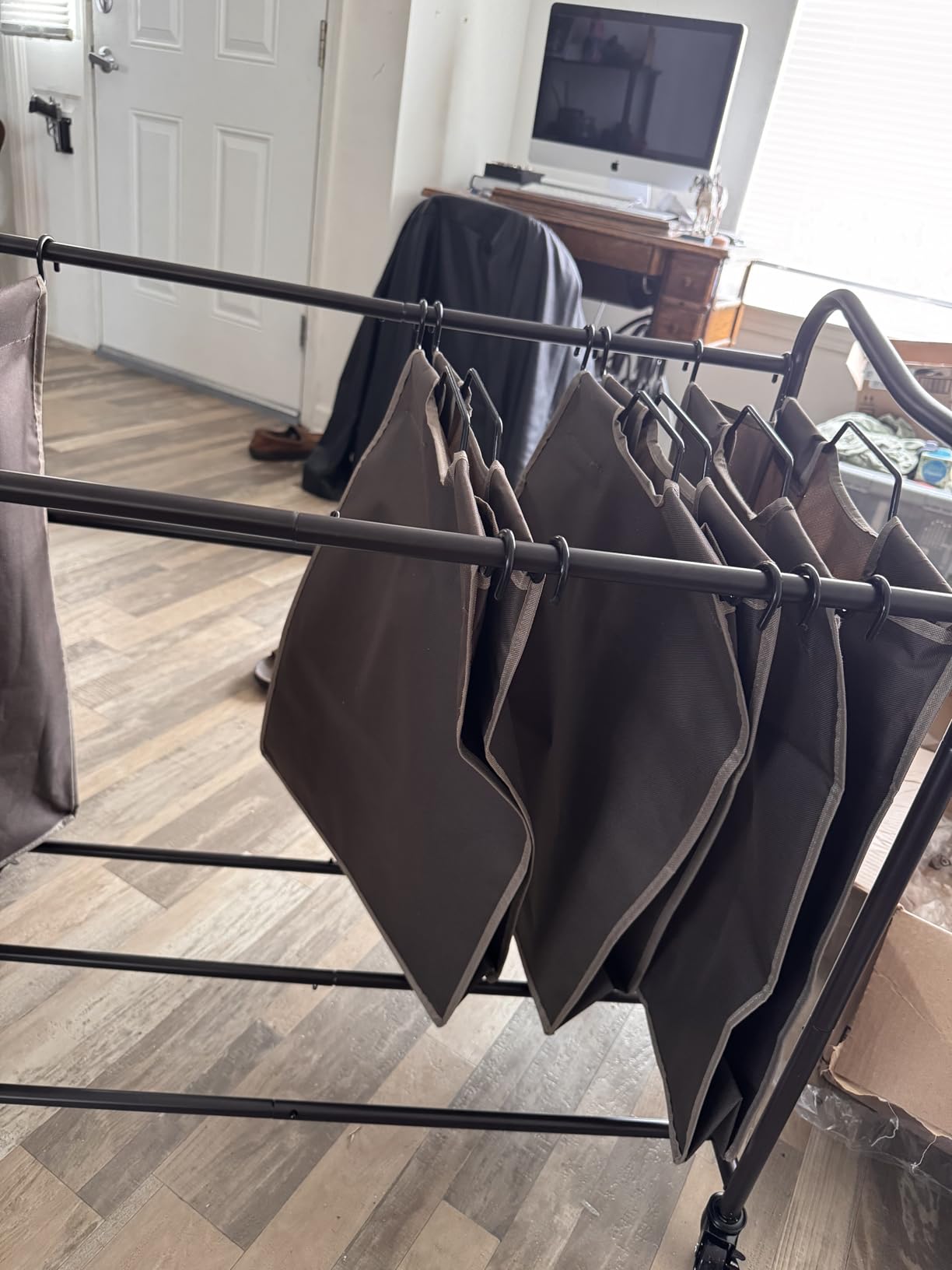 Simple Houseware 4-Bag Heavy Duty Laundry Sorter Rolling Cart, Brown | Removable Bags and Lockable Wheels for Laundry Room Organization customer photo 1