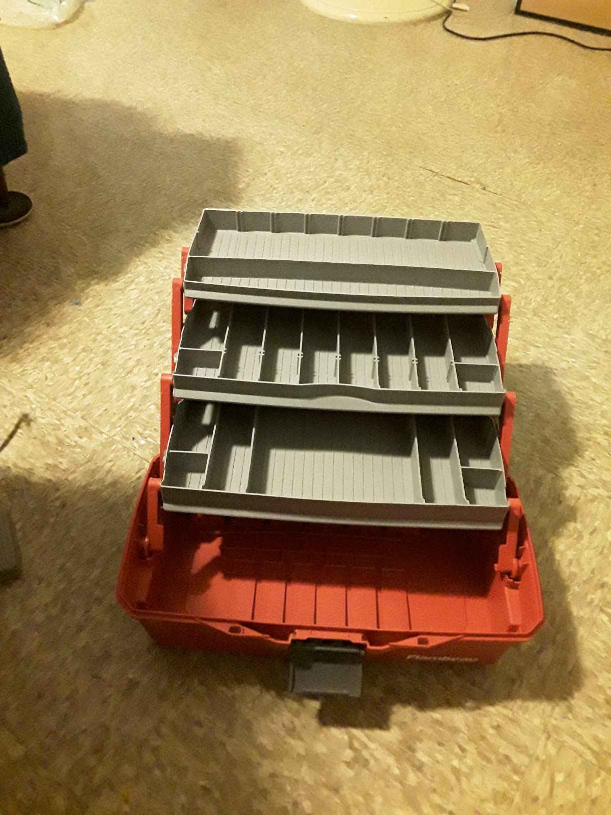 Flambeau Outdoors 6383 3-Tray Tackle Box, 32 Compartments, Red and Gray | Iconic cantilever 3-tray box, 32 compartments with 13 removable dividers, Draw Tite latch, Tip-Guard supports customer photo 2