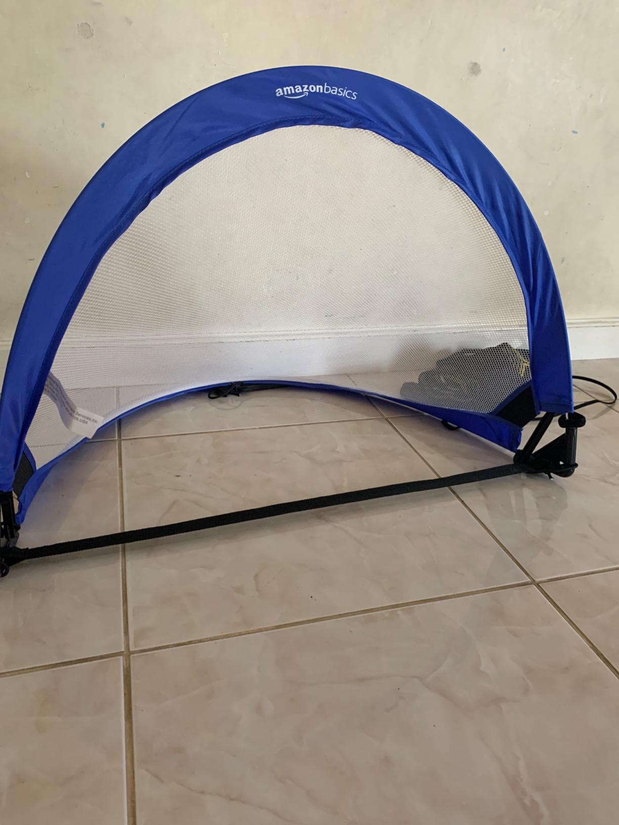 Amazon Basics Portable Pop Up Soccer Goal Set for Kids, Training Equipment, Outdoor Sports Games, Backyard Soccer, Blue, 2-Pack customer photo 1