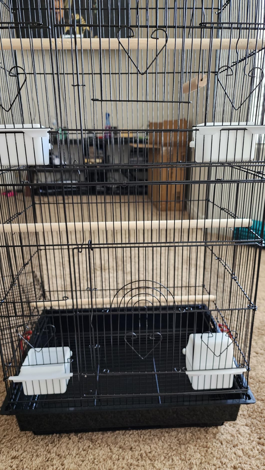 Yaheetech 64'' Open Top Bird Cage for Parakeets & Cockatiels, Black | Detachable Rolling Stand, Easy-clean Slide Tray, Multi-door Access, 3/8
