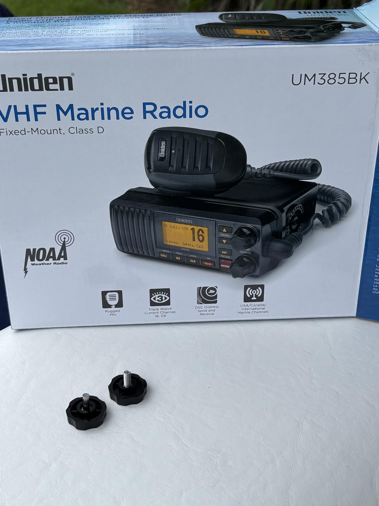 Uniden UM385 25 Watt Fixed Mount Marine VHF Radio, Waterproof IPX4 with Triple Watch, DSC, NOAA Weather Alert customer photo 2