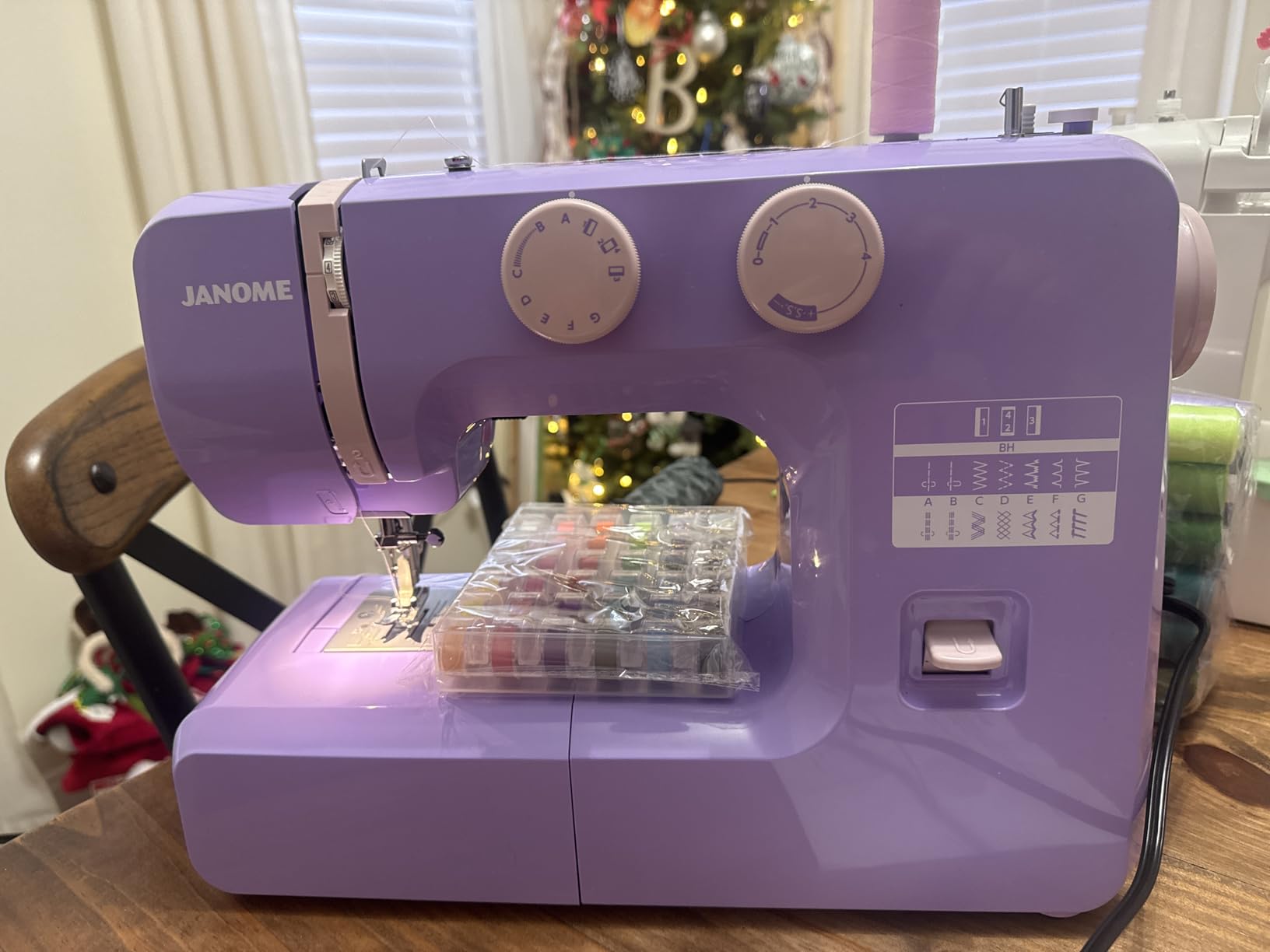 Janome Arctic Crystal Easy-to-Use Sewing Machine with Interior Metal Frame, Bobbin Diagram, Tutorial Videos, Made with Beginners in Mind for Garments, Patchwork, Light Quilting customer photo 1