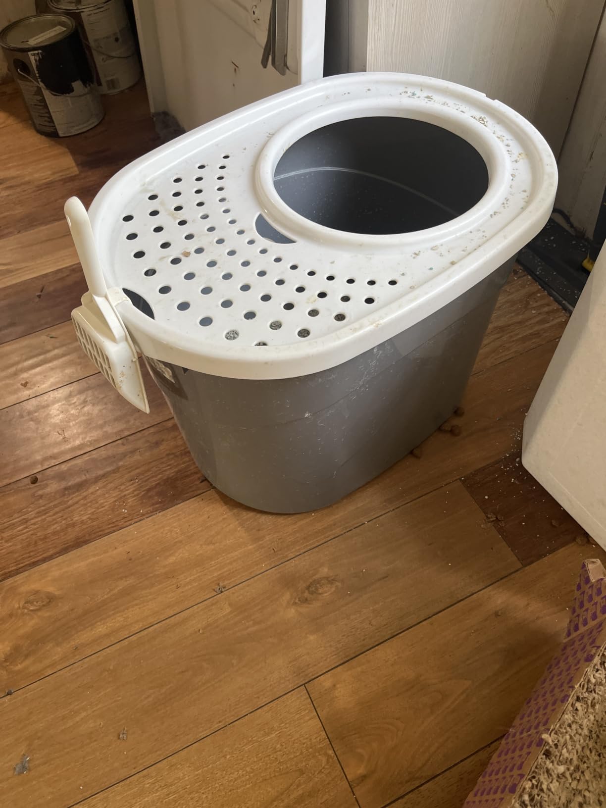 IRIS USA Large Top Entry Cat Litter Box, Hooded Privacy, Black/Gray | Multi-Cat Households, Protected Interior, Enclosed Top Access, Dog Proof Pan, Reduced Tracking, Odor Trapping customer photo 1