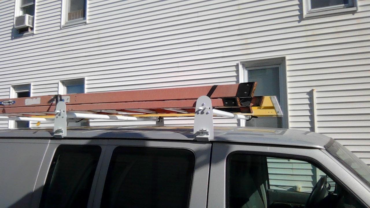 Model X316 Hightop 3 Bar Rain-Gutter Roof Rack Heavy-Duty Adjustable Steel High Roof Rack Matte White customer photo 2