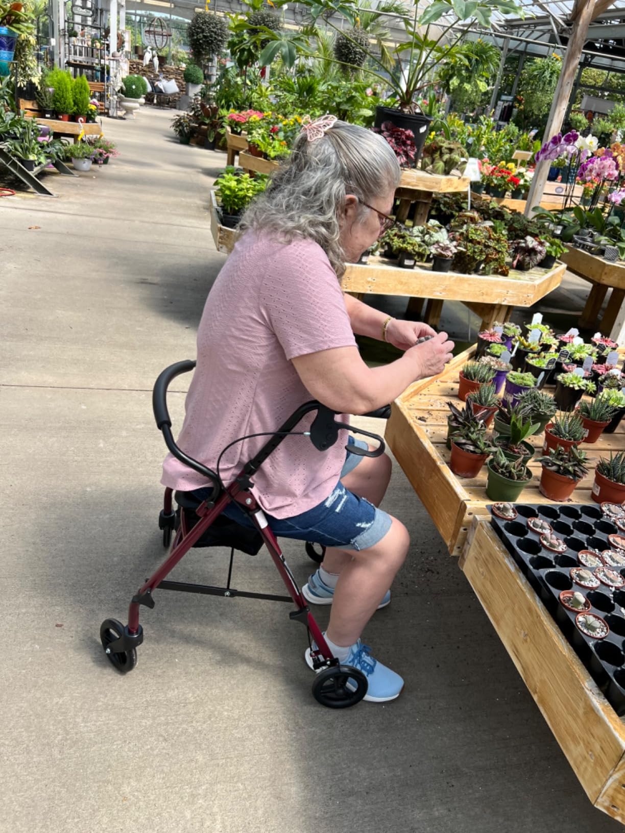 Medline Steel Rollator Walker with Seat, Burgundy, 350 lb. Weight Capacity, 6 Inches Wheels, Foldable, Adjustable Handles, Rolling Walker for Seniors, Walker for Mobility Impaired customer photo 2