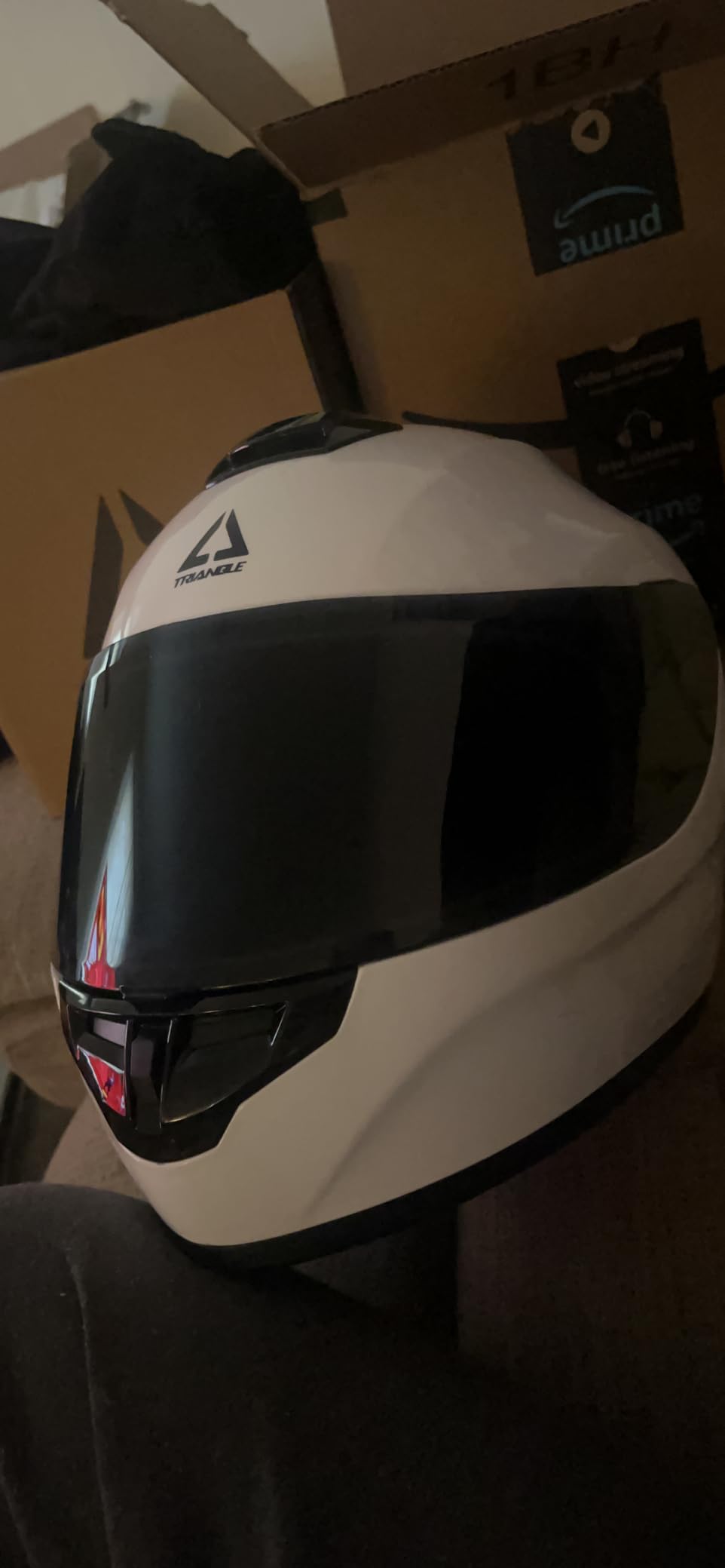 TRIANGLE Full Face Motorcycle Helmet DOT Approved Men Women, Street Bike | Includes clear and tinted visors plus storage bag, features washable comfort lining and 4-vent system for street bike racing customer photo 1