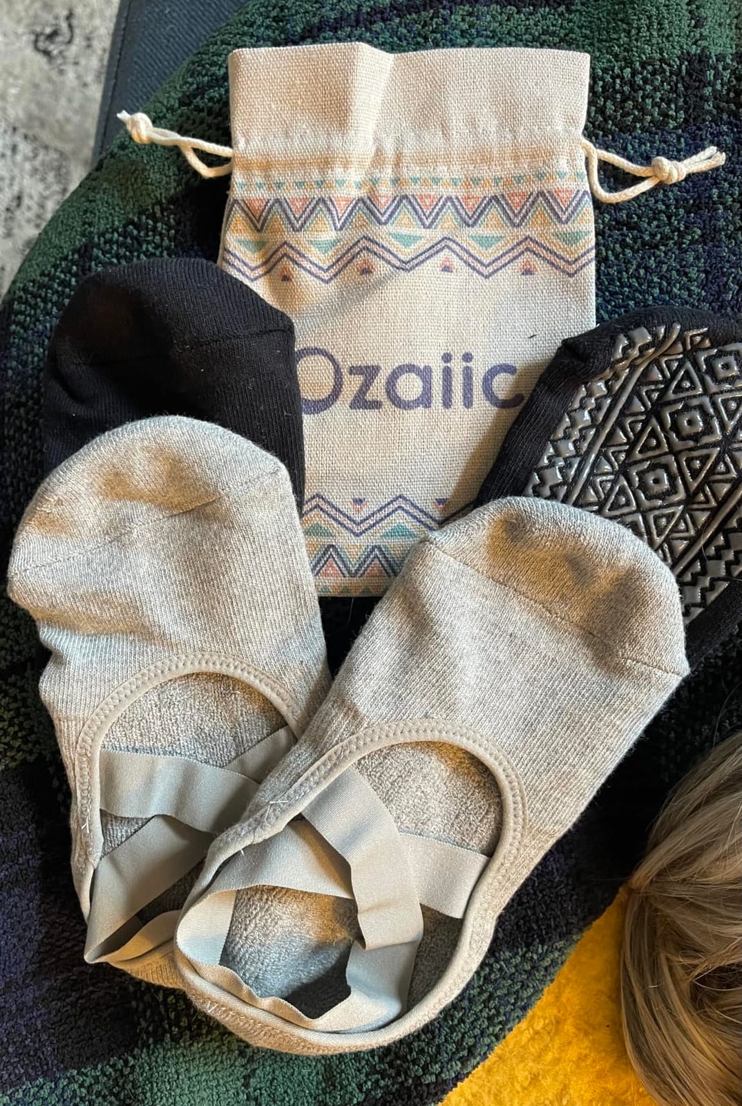 Ozaiic Pilates Socks for Women Non Slip Grip Yoga Barefoot Indoor Workout | Breathable cotton grippy sock, slipper sticky socks, one size fits women for barre, ballet, dance, hospital, home customer photo 2