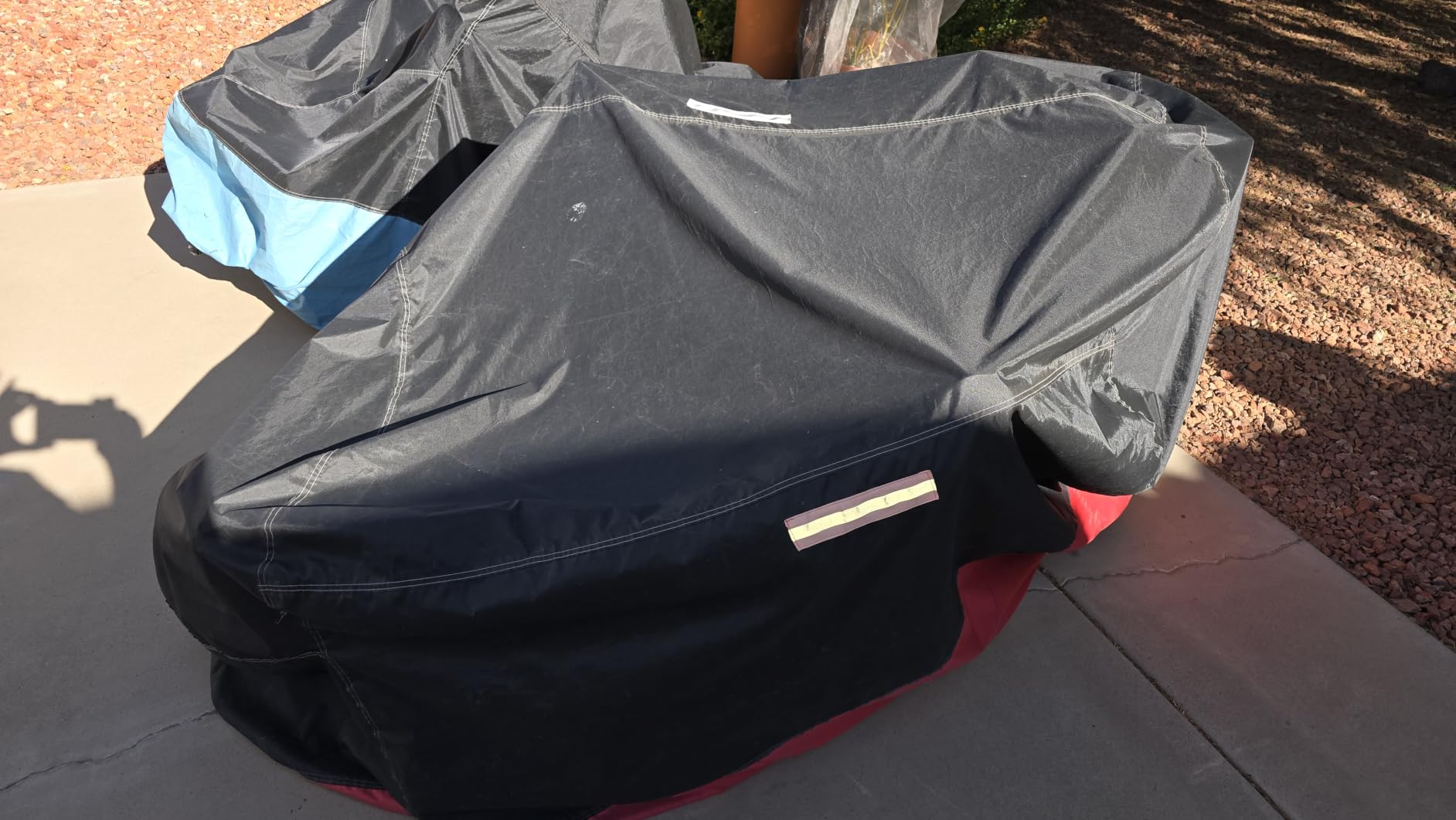 Favoto Motorcycle Cover Waterproof Outdoor Motorcycle Cover Heavy Duty | Windproof Motorcycle Tarp All Weather Rain UV Protection with Lock-Holes Night Reflective Strips & Storage Bag Fits up to 96.5