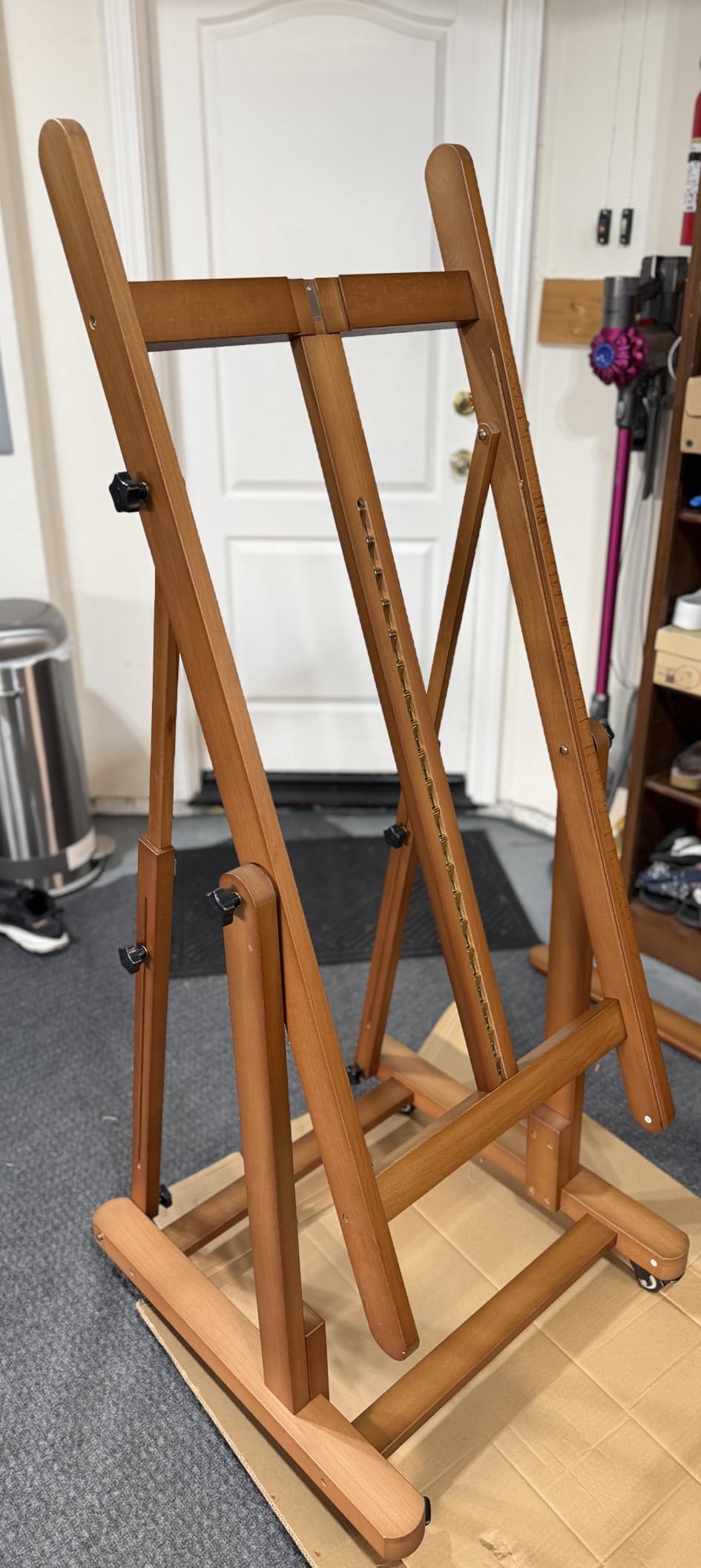 MEEDEN Extra Large Heavy-Duty H-Frame Studio Easel - Solid Beech Wooden Artist Professional Easel, Painting Art Easel Stand with 4 Premium Locking Silent Caster Wheels, Hold Max 82