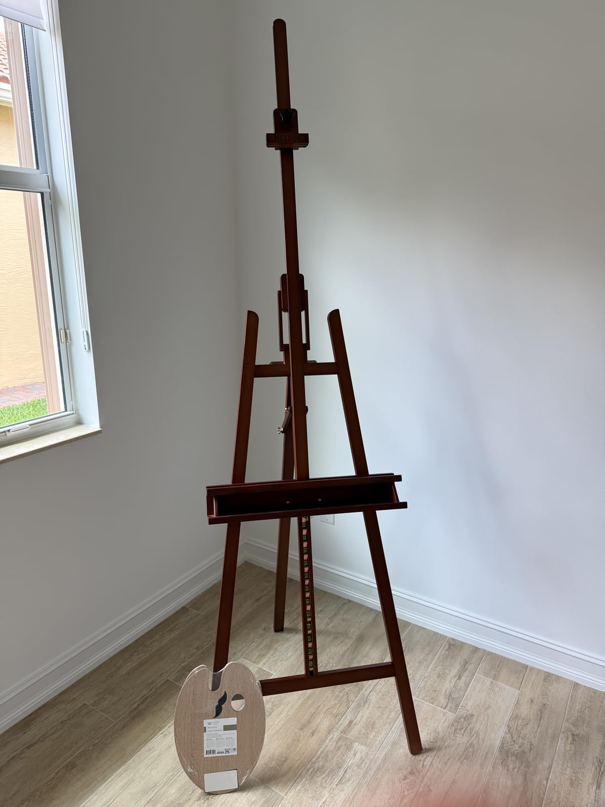 MEEDEN Large Painters Easel Adjustable Solid Beech Wood Artist Easel, Studio Easel for Adults with Brush Holder, Holds Canvas up to 48