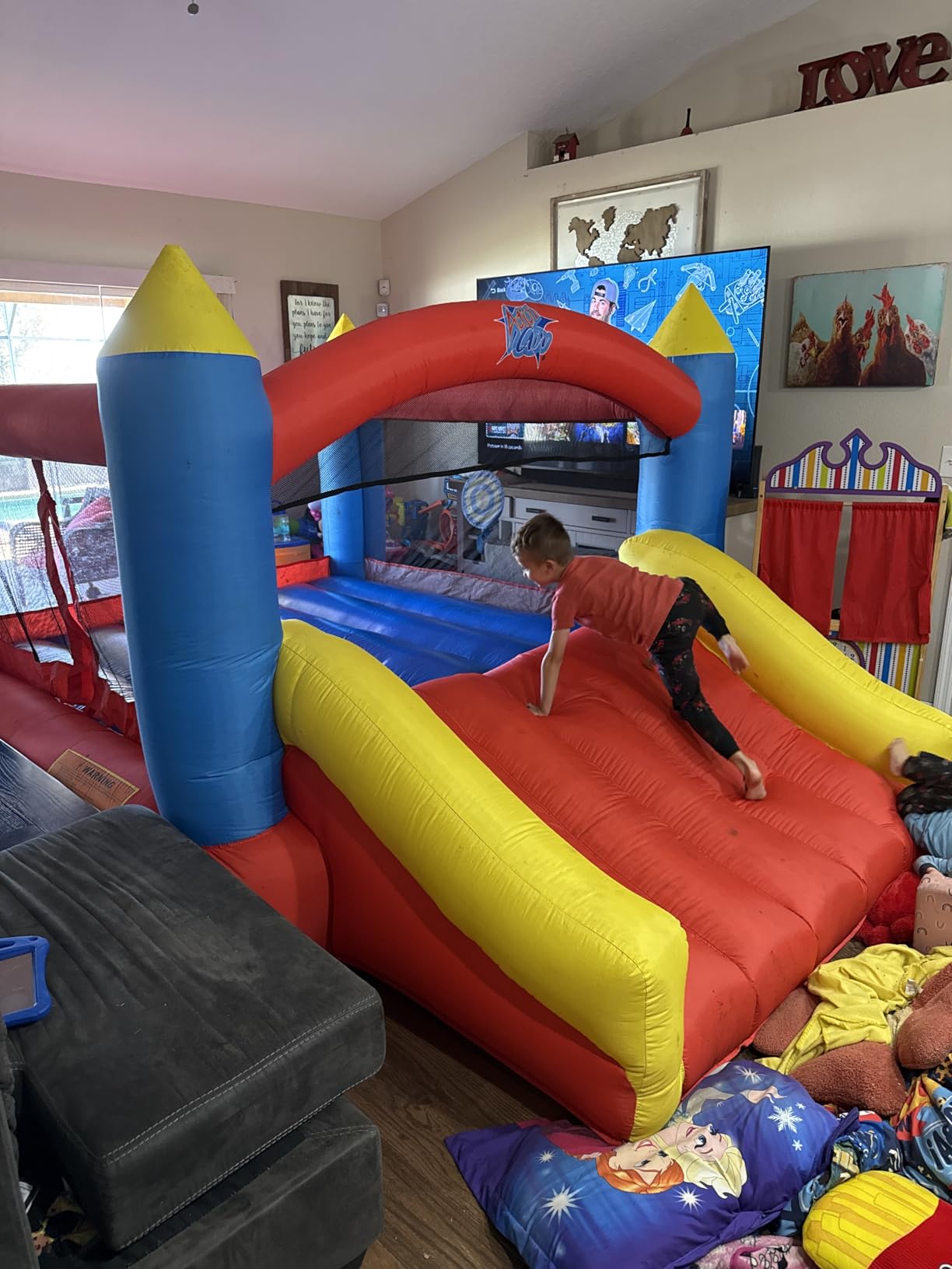 ACTION AIR [Updated Version] Bounce House, Inflatable Bouncer with Air Blower, Jumping Castle with Slide, Family Backyard Bouncy Castle, Durable Sewn with Extra Thick Material, Idea for Kids (C-9745) customer photo 2