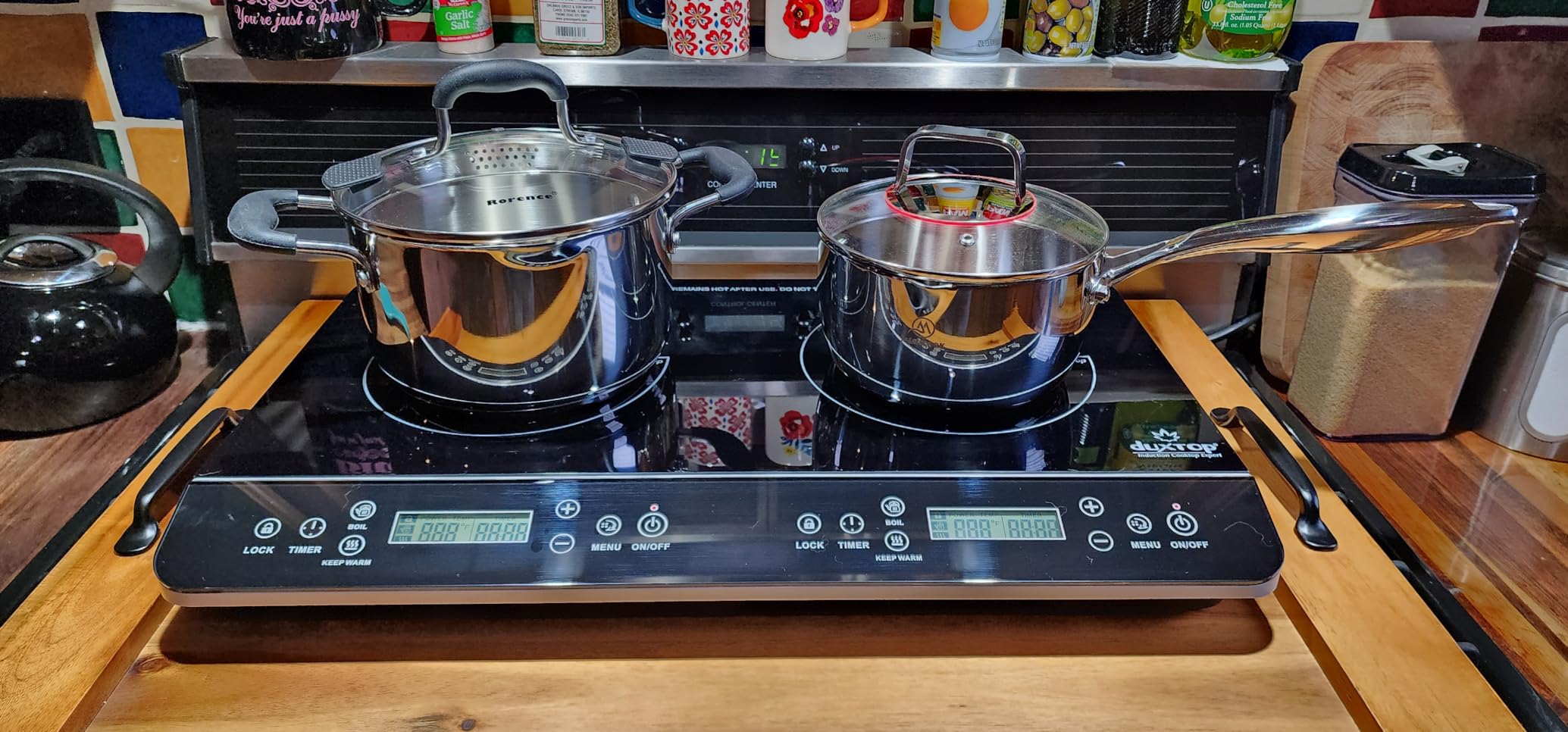 Duxtop LCD Portable Double Induction Cooktop 1800W Countertop Burner 9620LS | Induction Cooktop 2 Burner Digital Electric Sensor Touch Stove BT-350DZ customer photo 1