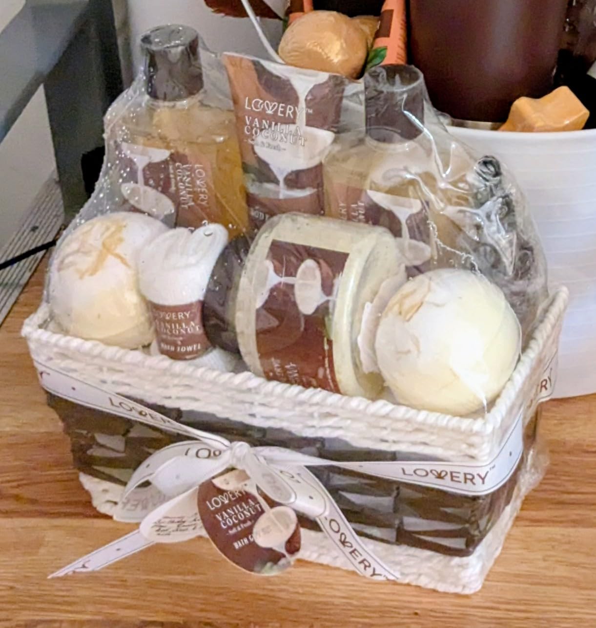 Gifts For Women Gift Basket for Women - 9 Piece Set of Vanilla Coconut Home Spa Set, Luxurious Gifts for Her, Bath and Body Sets Includes Fragrant Lotions, Large Bath Bombs, Coconut Oil customer photo 1