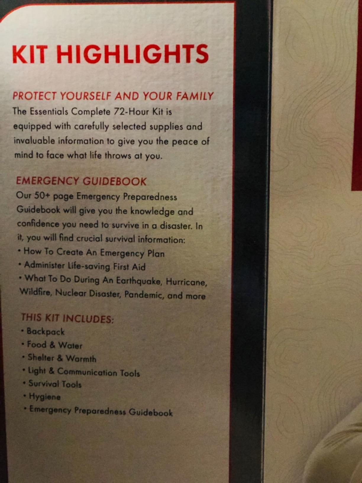 Essentials Complete Deluxe Survival Kit 2 & 4 Person | Bug-Out-Bag | Emergency Go Bag Kit for Wildfires, Hurricanes, and Other Natural Disasters customer photo 1