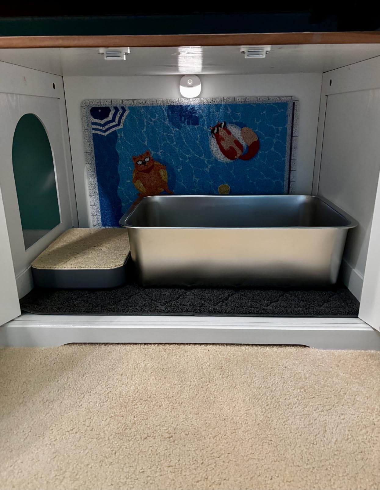 unipaws Cat Litter Box Enclosure Furniture, Hidden Litter Box Cover | Cat Washroom, Cabinet for Large Cat, Dog Proof Cat Litter Boxes, Hideaway Litter Box, Cat House customer photo 1