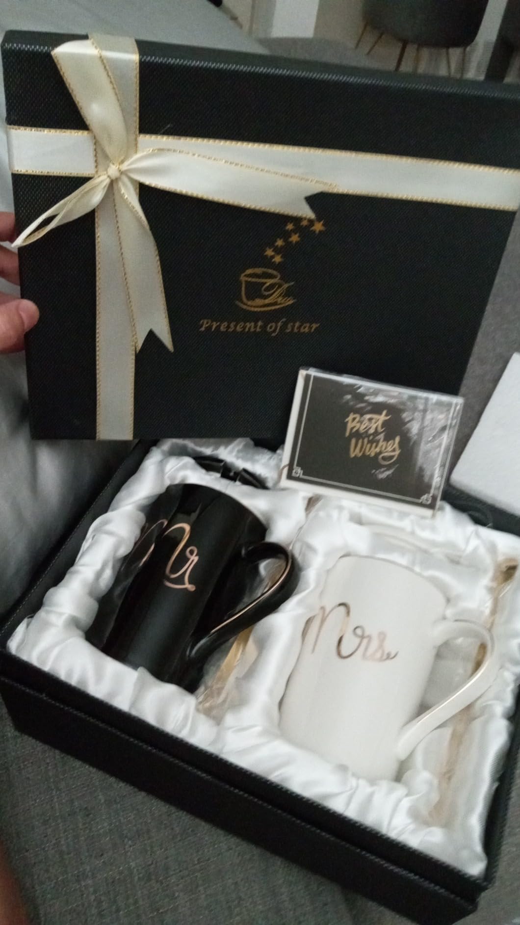 Jumway Wedding Gifts for Bride and Groom, Gifts for Bridal Shower Engagement Wedding and Married Couples Anniversary - Ceramic Marble Coffee Mugs with Real Gold Mr/Mrs Letters 14 Oz Pink customer photo 1
