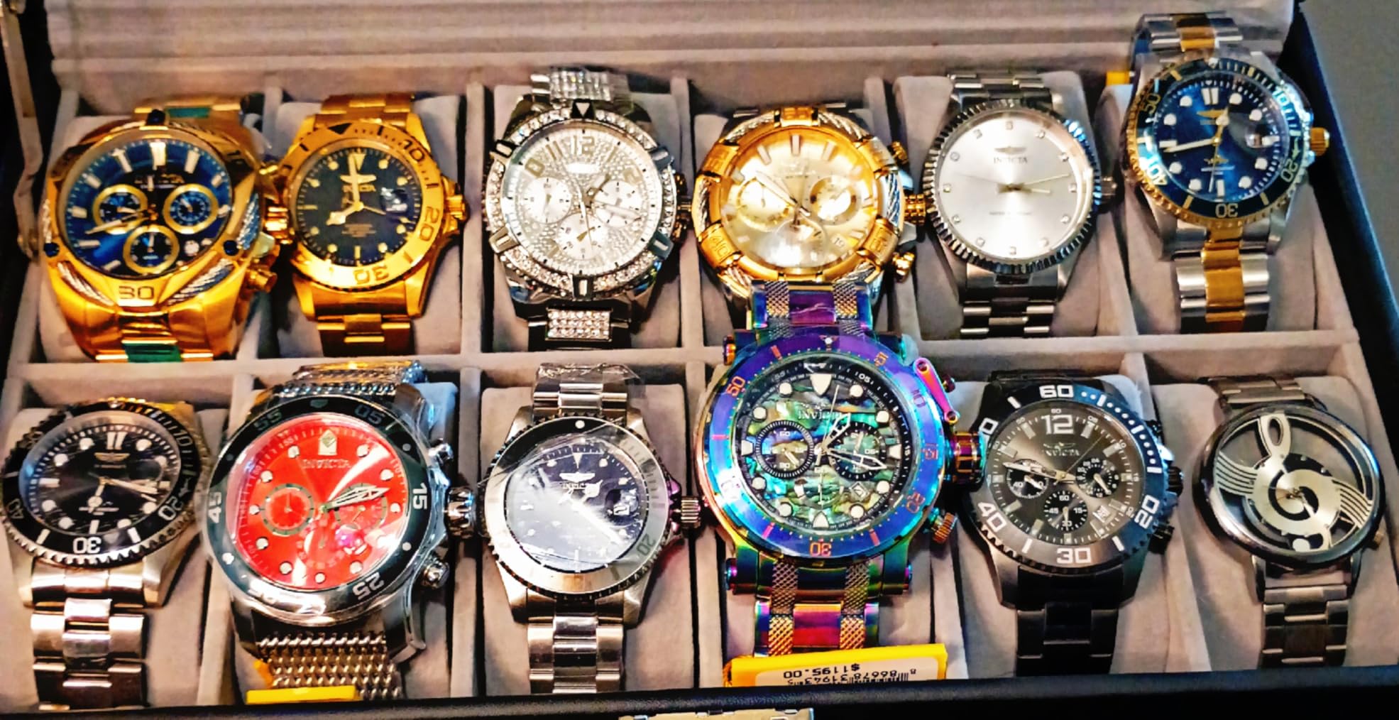 GUKA 12-Slot Watch Box Organizer with Glass Lid, 2-Tier Leather Case | 12 watch slots and a second tier store watches, rings, jewelry, sunglasses and accessories; a practical gift for men customer photo 2