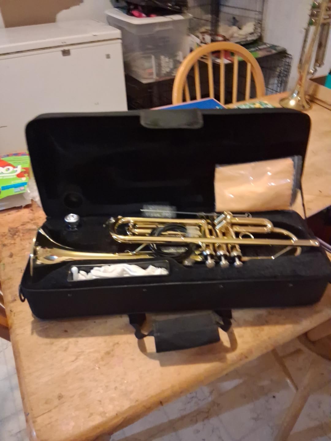 Eastar Bb Standard Trumpet Set for Beginner, Brass Student Trumpet Instrument with Hard Case, Cleaning Kit, 7C Mouthpiece and Gloves, ETR-380, Golden customer photo 1
