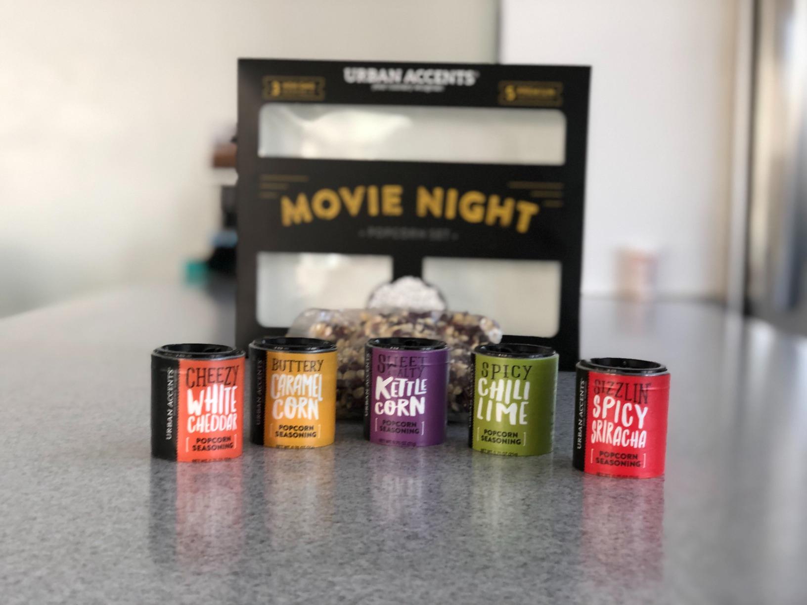 Urban Accents Movie Night Popcorn Gift Set - Includes 3 Gourmet Popcorn Kernel Varieties & 5 Flavorful Seasonings customer photo 1