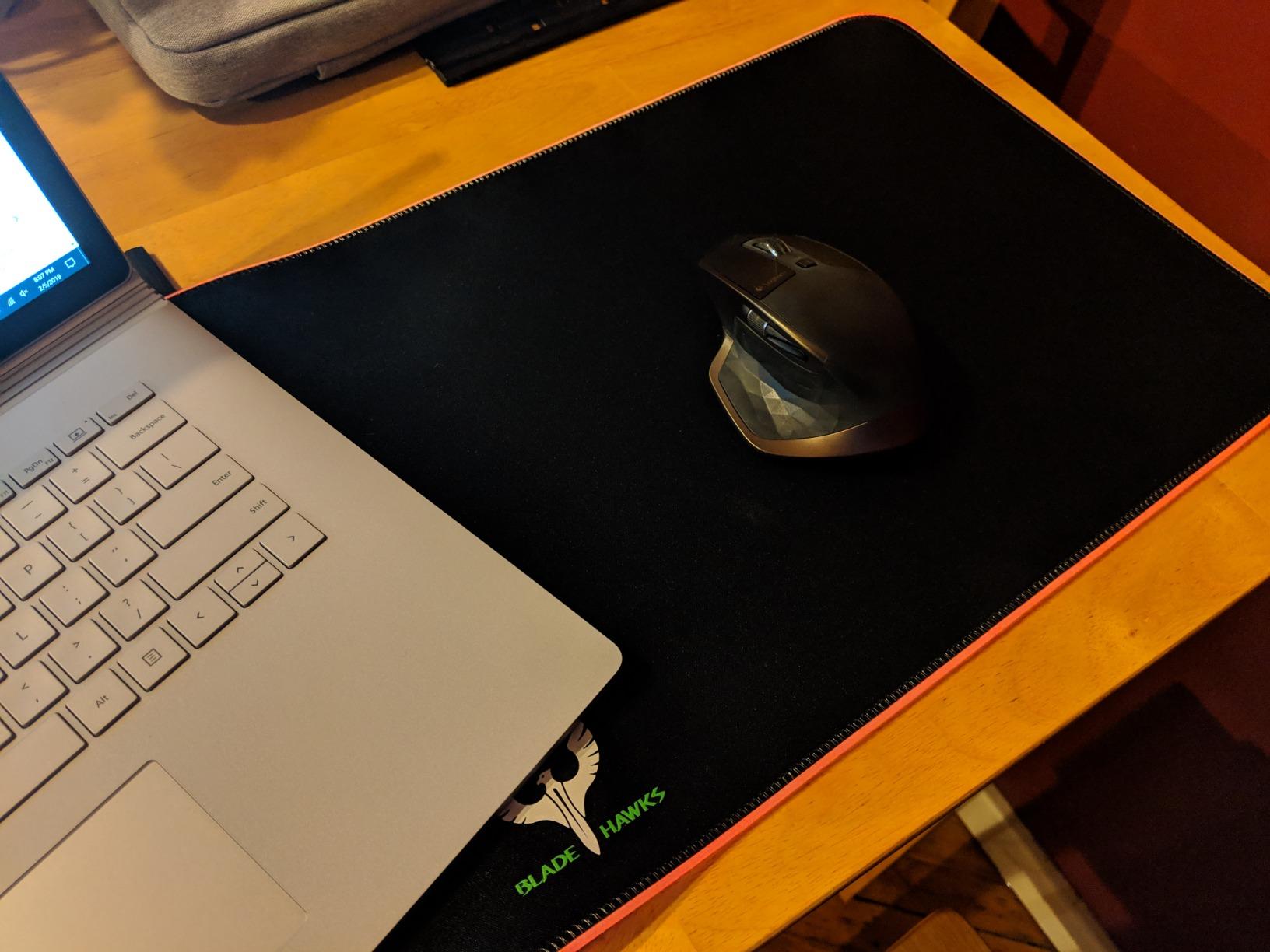BladeHawks RGB Gaming Mouse Pad Extra Large Extended 31.5x12 Inch-Black | LED mouse pad with 14 lighting modes, covers keyboard & mouse, anti-slip rubber base, waterproof surface, USB powered customer photo 2