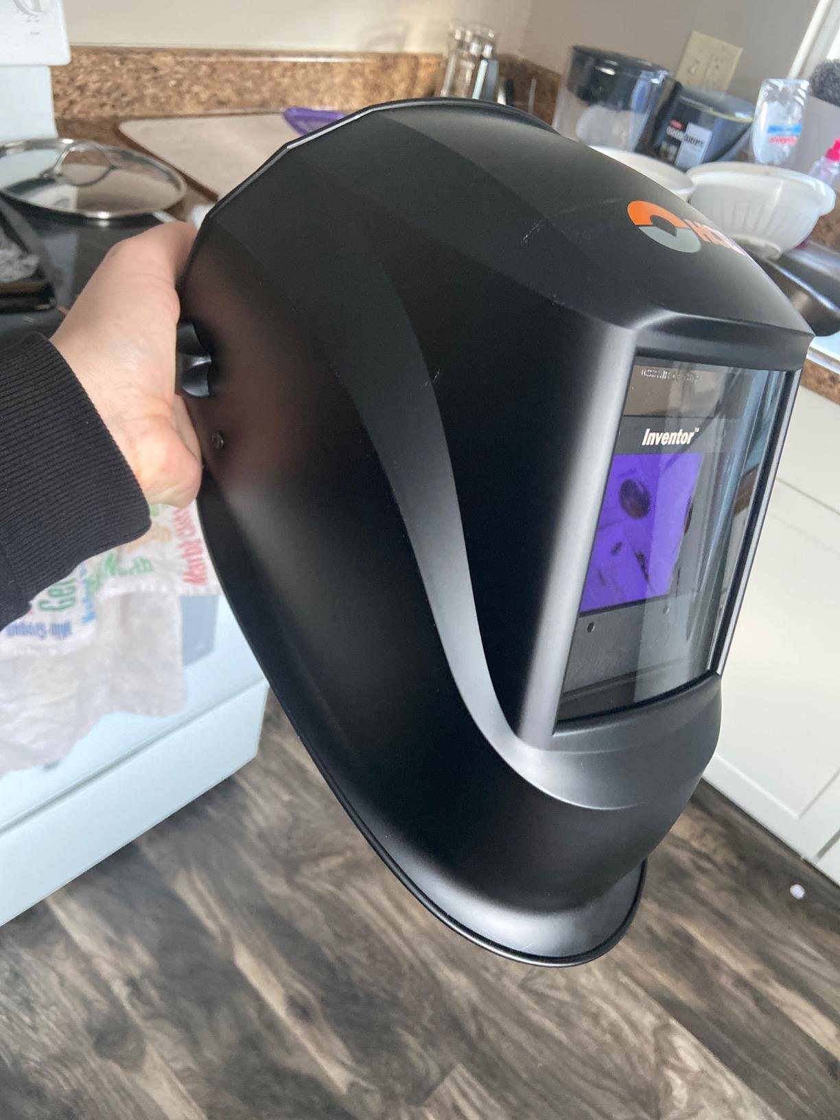 Hobart 770890 Auto-Darkening Welding Helmet, Large, Black | PureColor lens; 9.3 sq in widescreen view; 4 arc sensors; grind mode; analog shade controls; Large customer photo 2