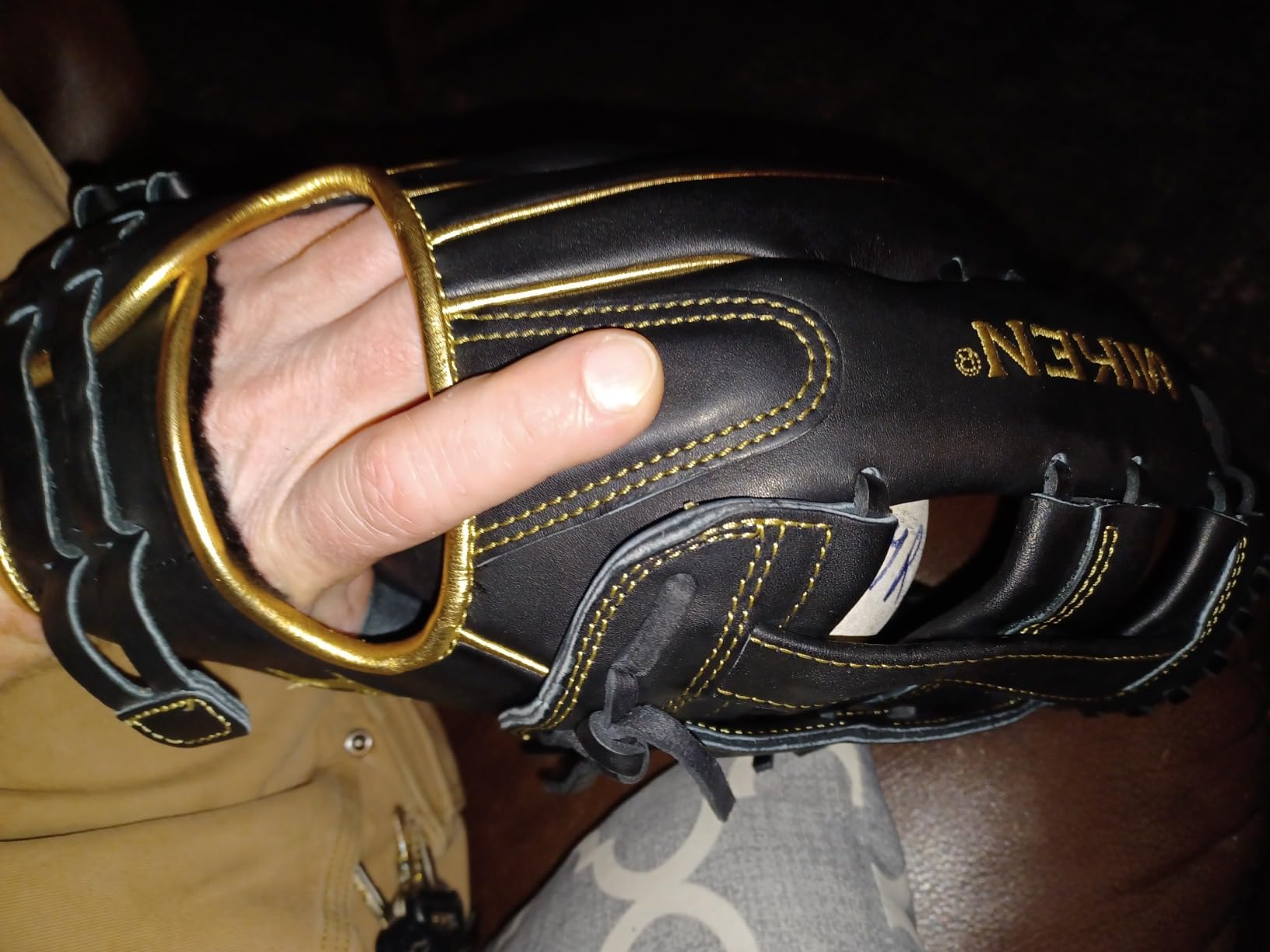 Miken Pro Series Slowpitch Softball Glove, 13 inch, White/Red customer photo 2