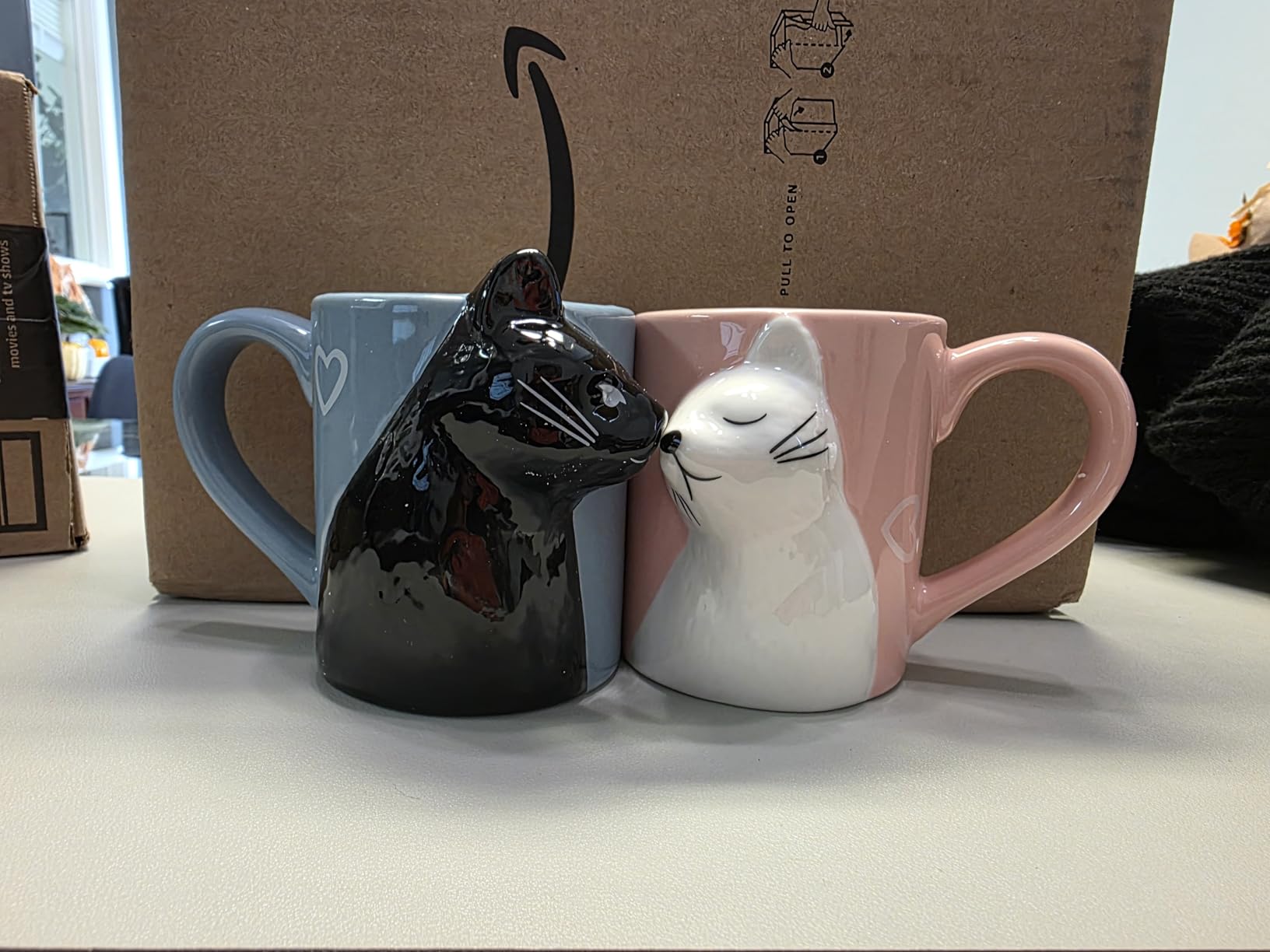 Couple Gifts Cute Kissing Cat Mug Matching Couples Ceramic Coffee Mugs 12oz customer photo 2