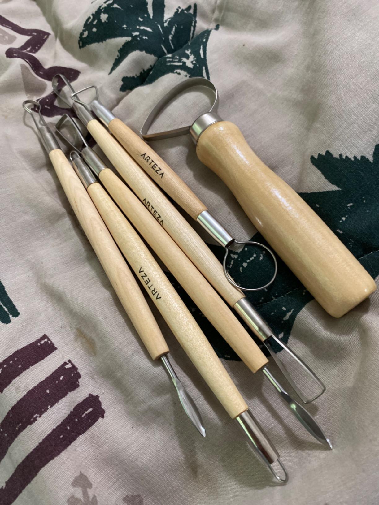 ARTEZA Pottery & Polymer Clay Tools, 22-Piece Sculpting Set, Steel Tip Tools with Wooden Handles, Craft Kit for Modeling, Carving customer photo 1